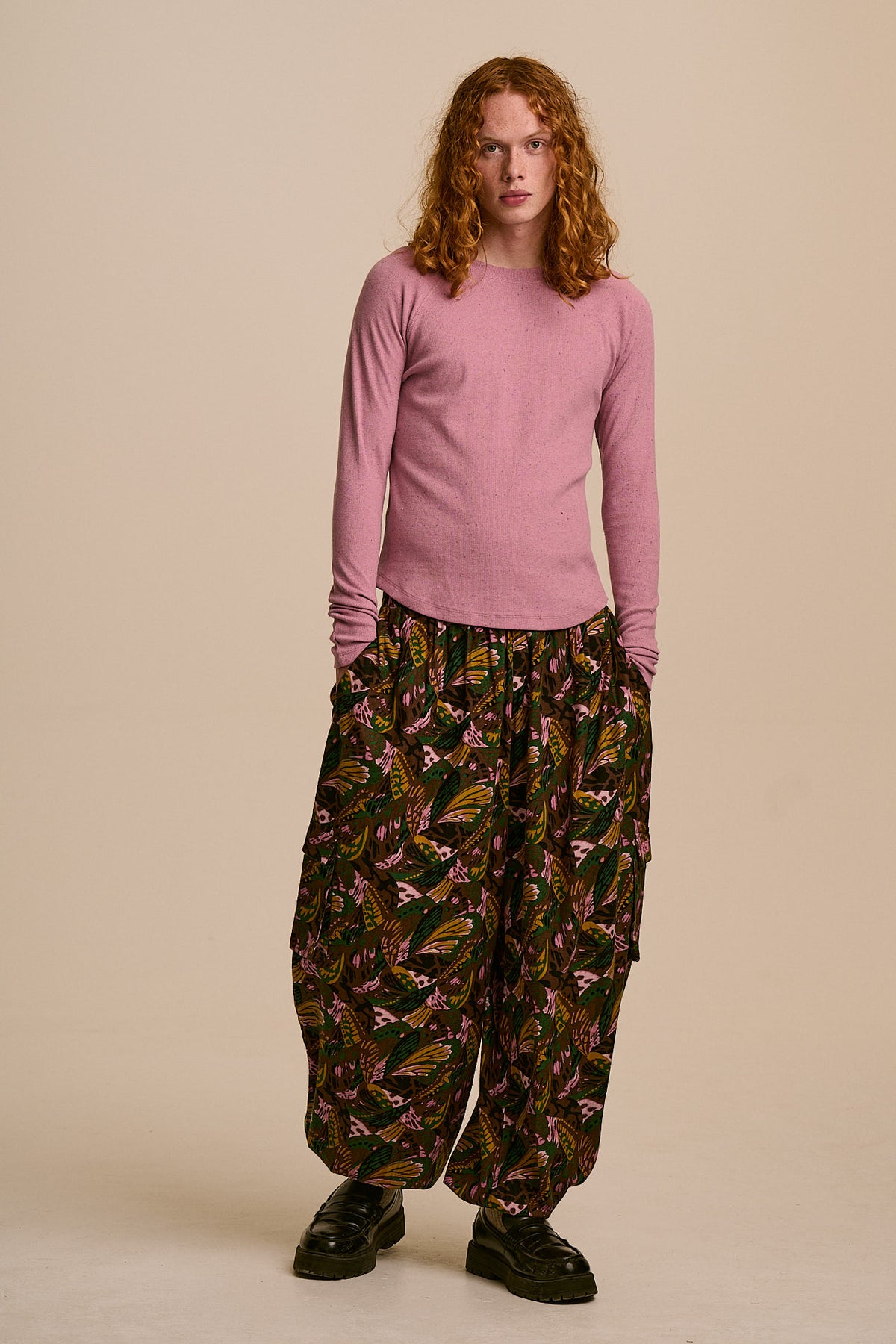Rumi - Balloon Leg Trousers Organic Brushed Cotton in Botanist Butterfly