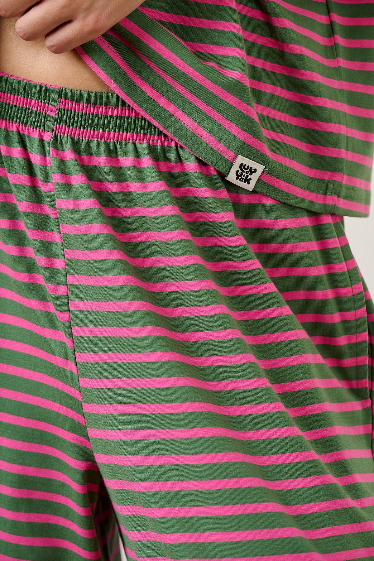 Sabrina - Pyjamas Organic Cotton in Pink and Green Stripe