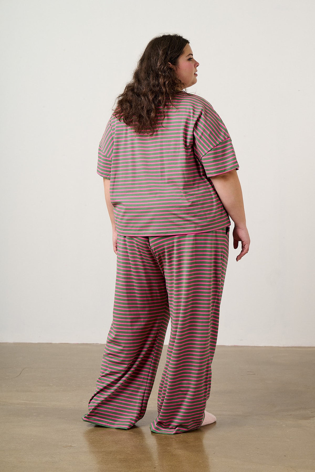 Sabrina - Pyjamas Organic Cotton in Pink and Green Stripe