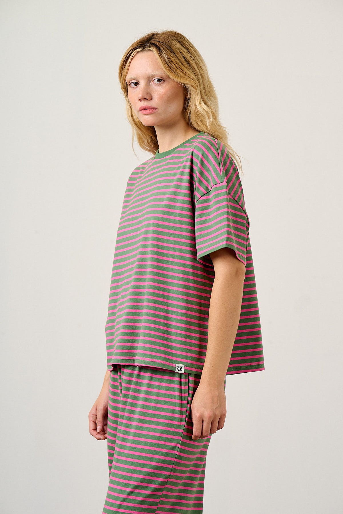 Sabrina - Pyjamas Organic Cotton in Pink and Green Stripe