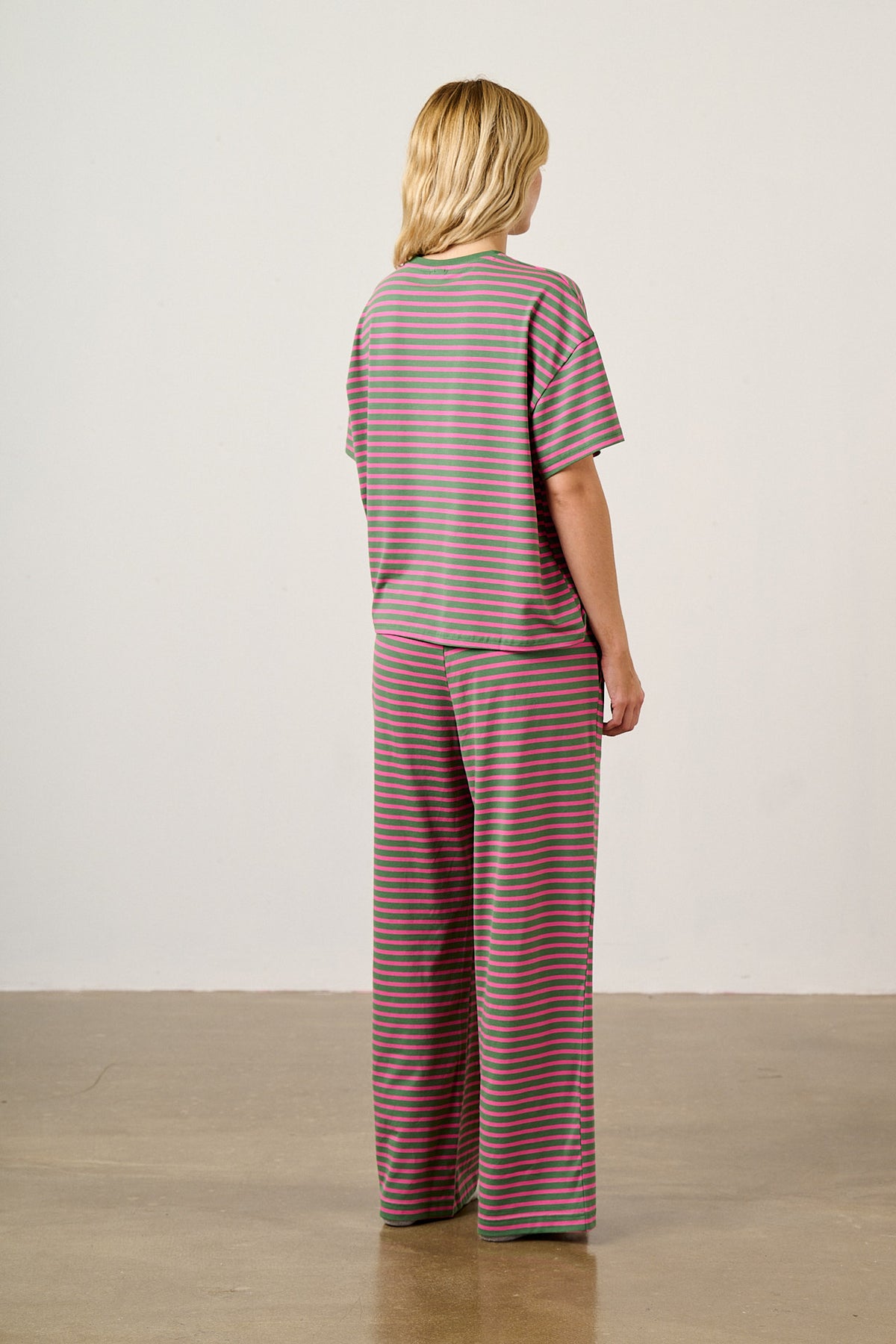 Sabrina - Pyjamas Organic Cotton in Pink and Green Stripe