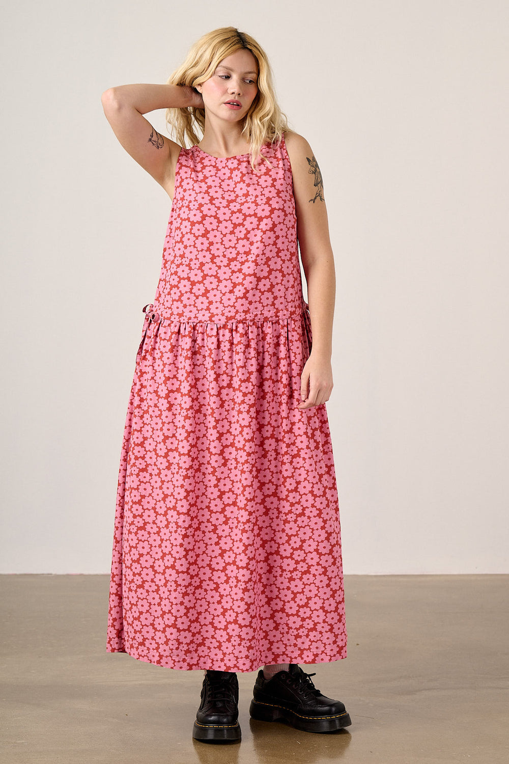 Sacha - Cotton & Viscose Midi Dress in Coastal Flower
