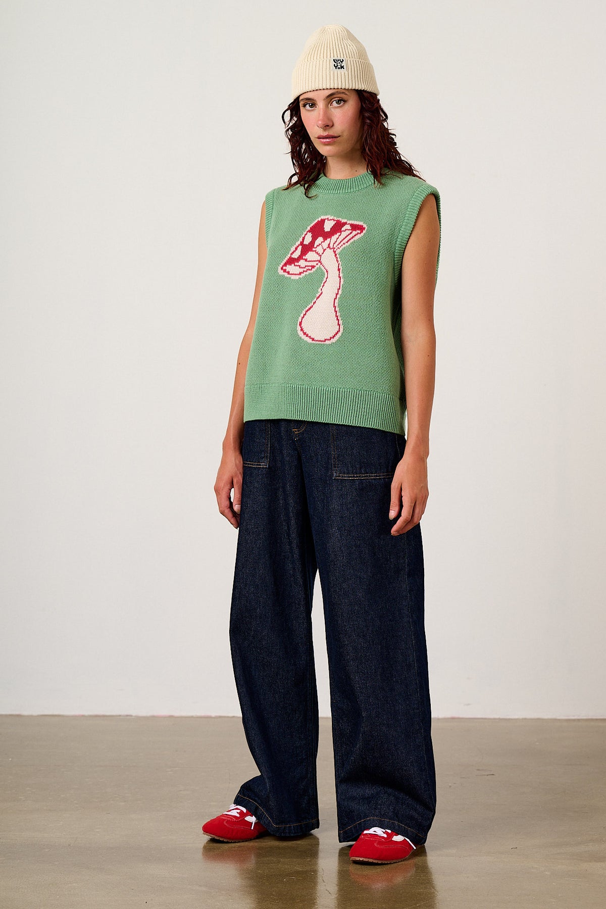 Saffle - Knitted Vest Organic Cotton in Mushroom