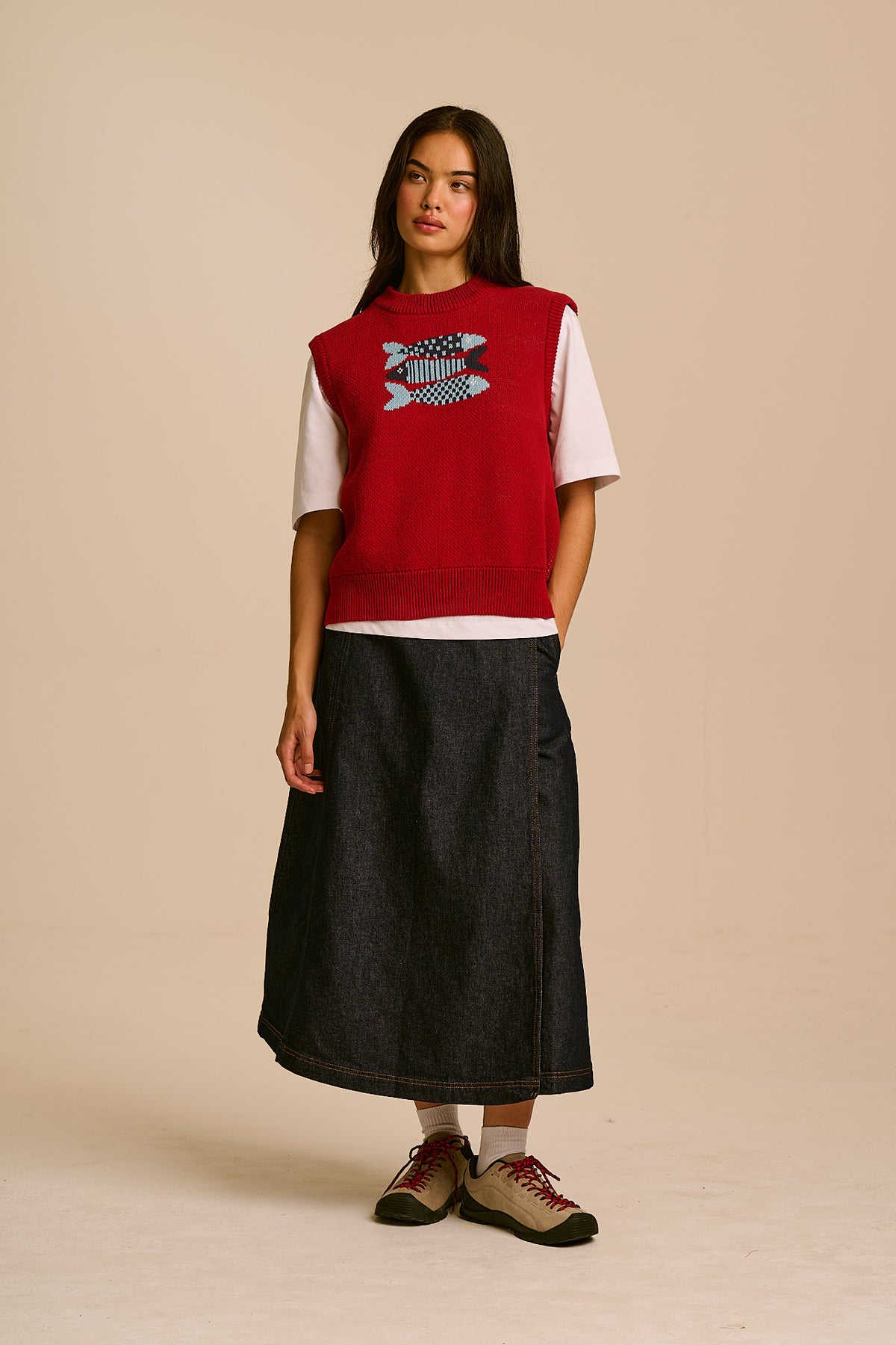 Saffle - Knitted Vest Organic Cotton Knit in Sardines