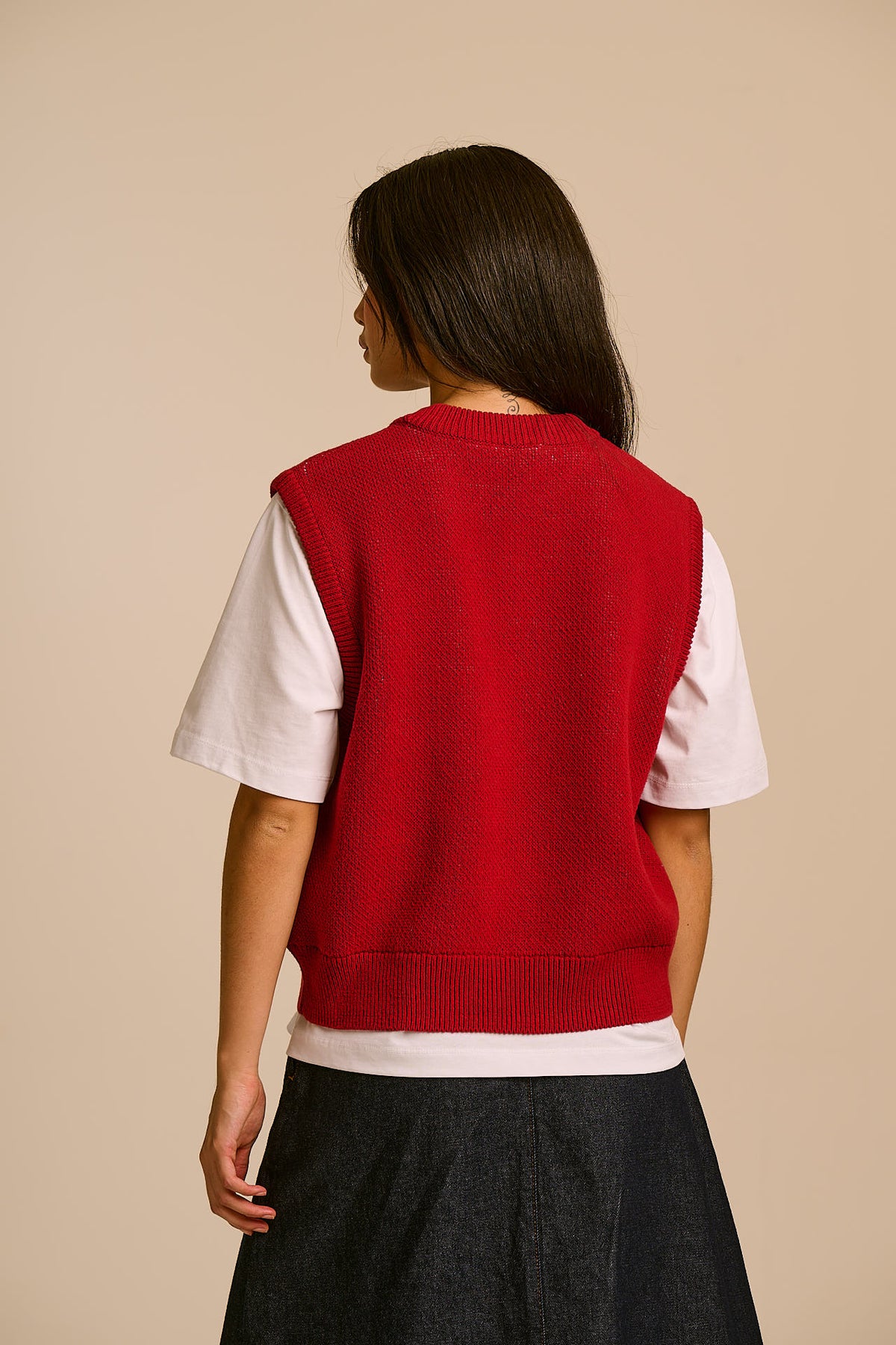 Saffle - Knitted Vest Organic Cotton Knit in Sardines