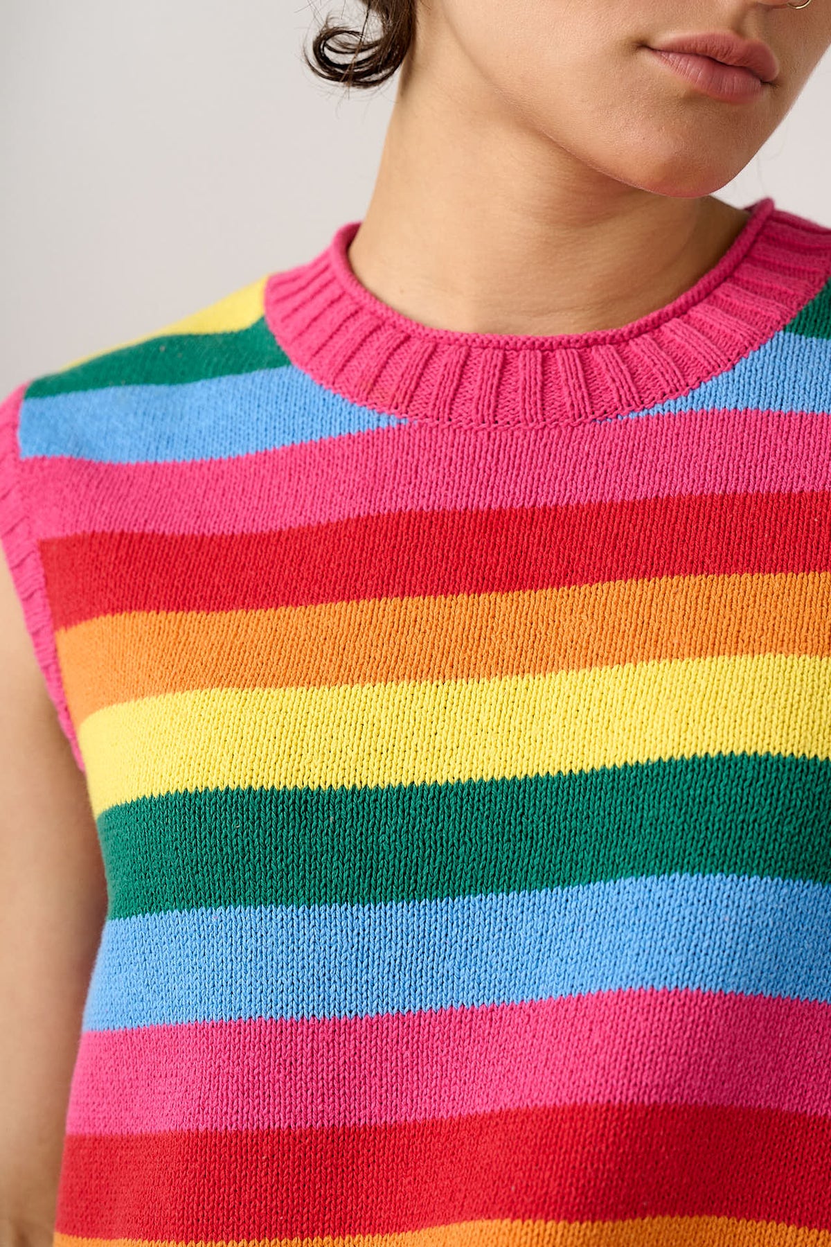 Sawyer - Knitted Tank Organic Cotton Knit in Rainbow Stripe
