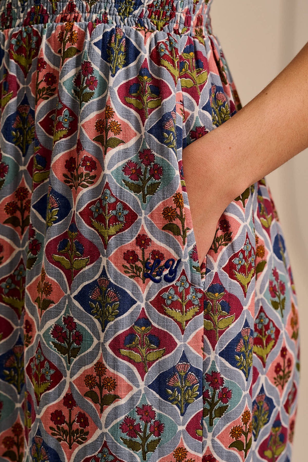 Simone - Wide Leg Jumpsuit Organic Cotton Double Gauze in Walled Blooms Print