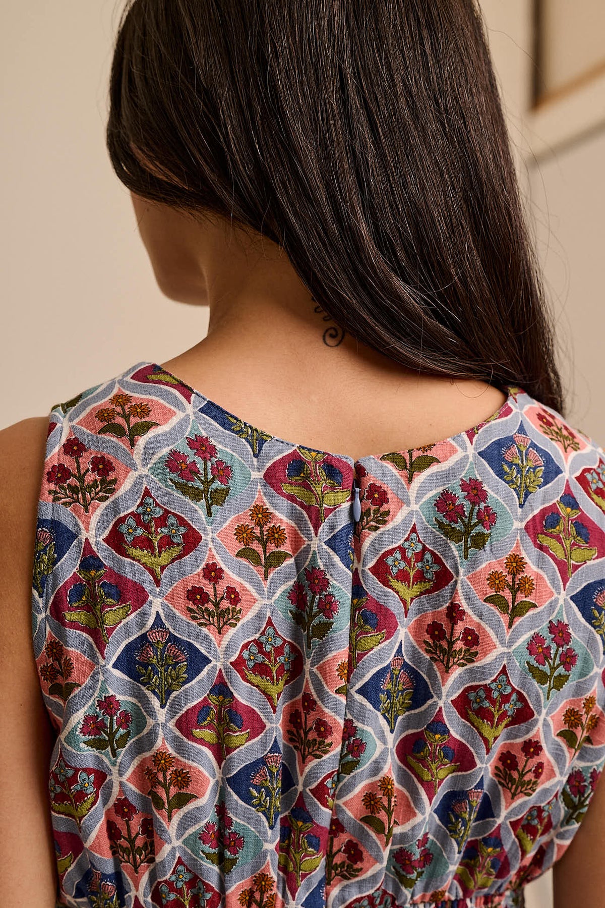 Simone - Wide Leg Jumpsuit Organic Cotton Double Gauze in Walled Blooms Print