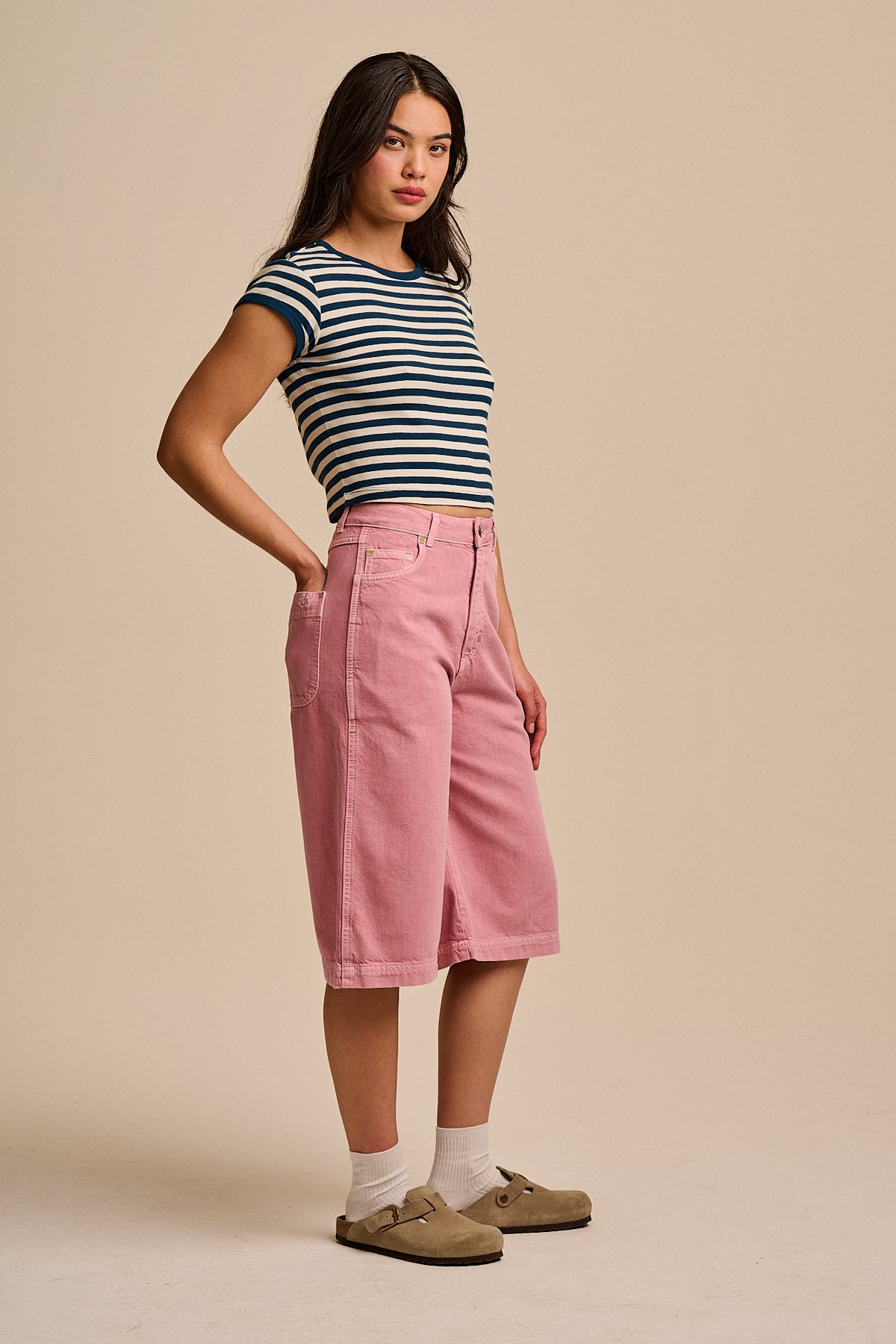 Sol - Long Shorts Organic Cotton Denim in Pink Cashmere Rose