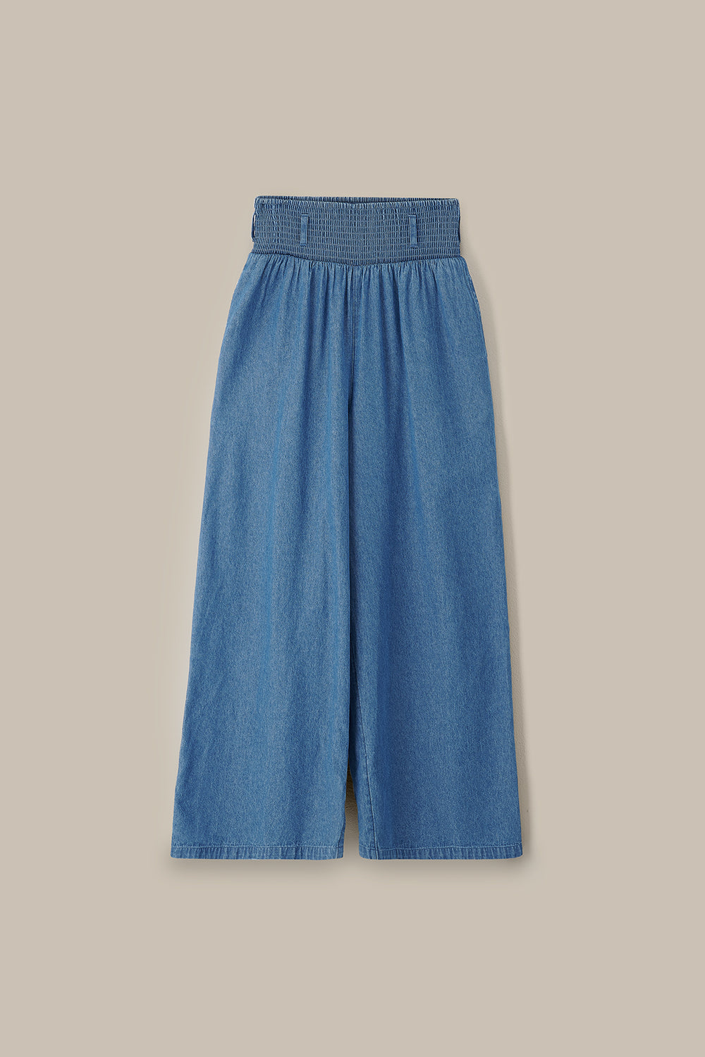 Alex - Wide Leg Trousers - Organic Cotton in Mid Wash Blue