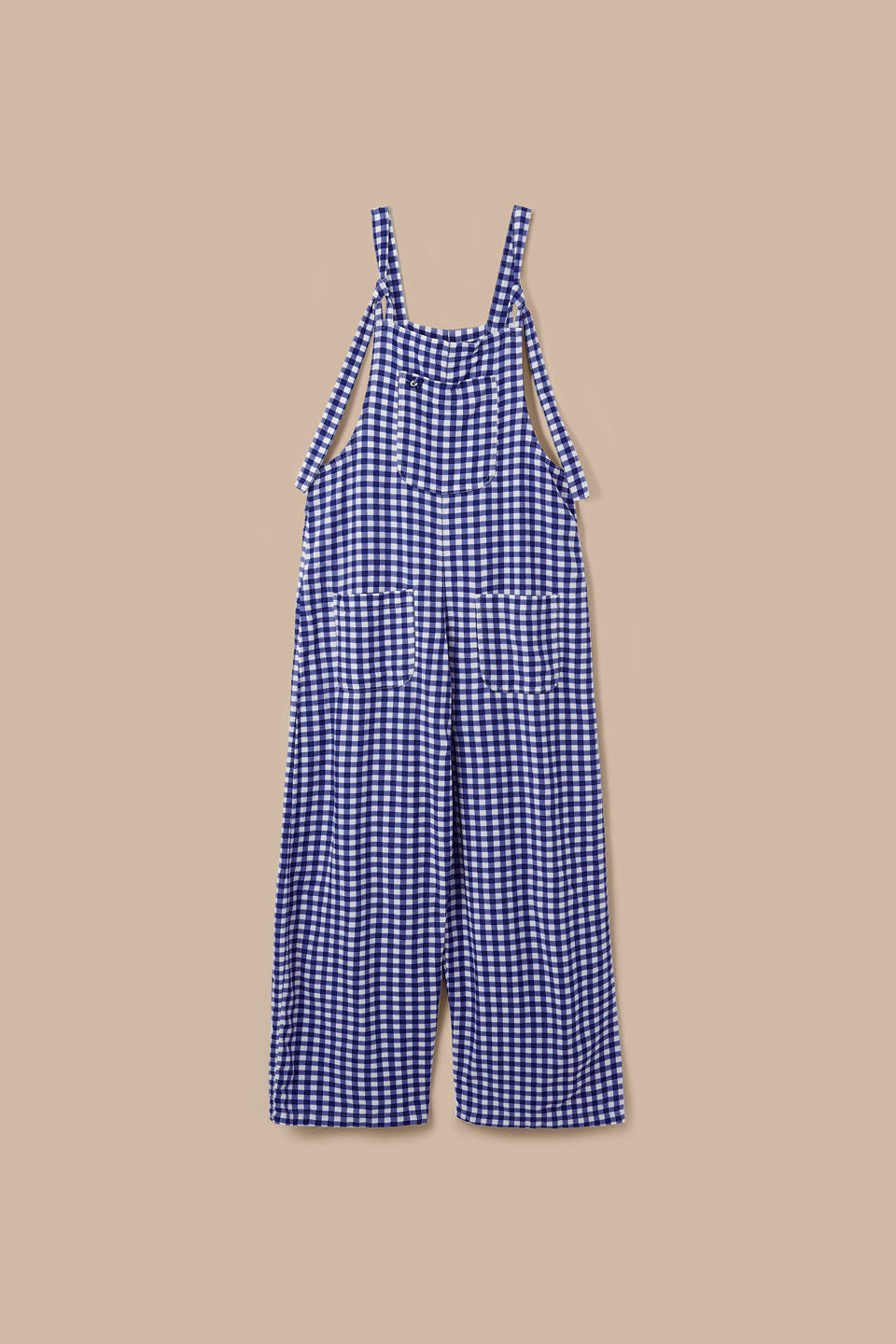 Arlo - Wide Leg Dungarees in Blue Gingham Check