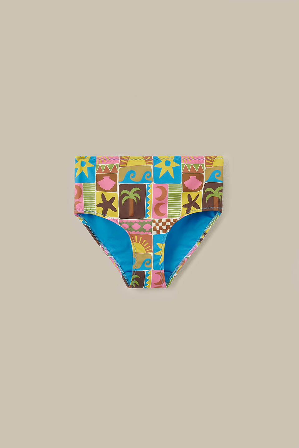 Bronte - High Rise Bikini Bottoms Recycled Polyester in Coastal Tile