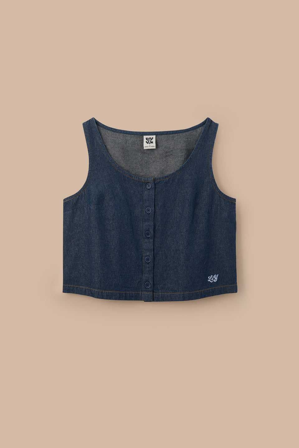Etoile - Button Up Tank Top Organic Cotton in Indigo Blue