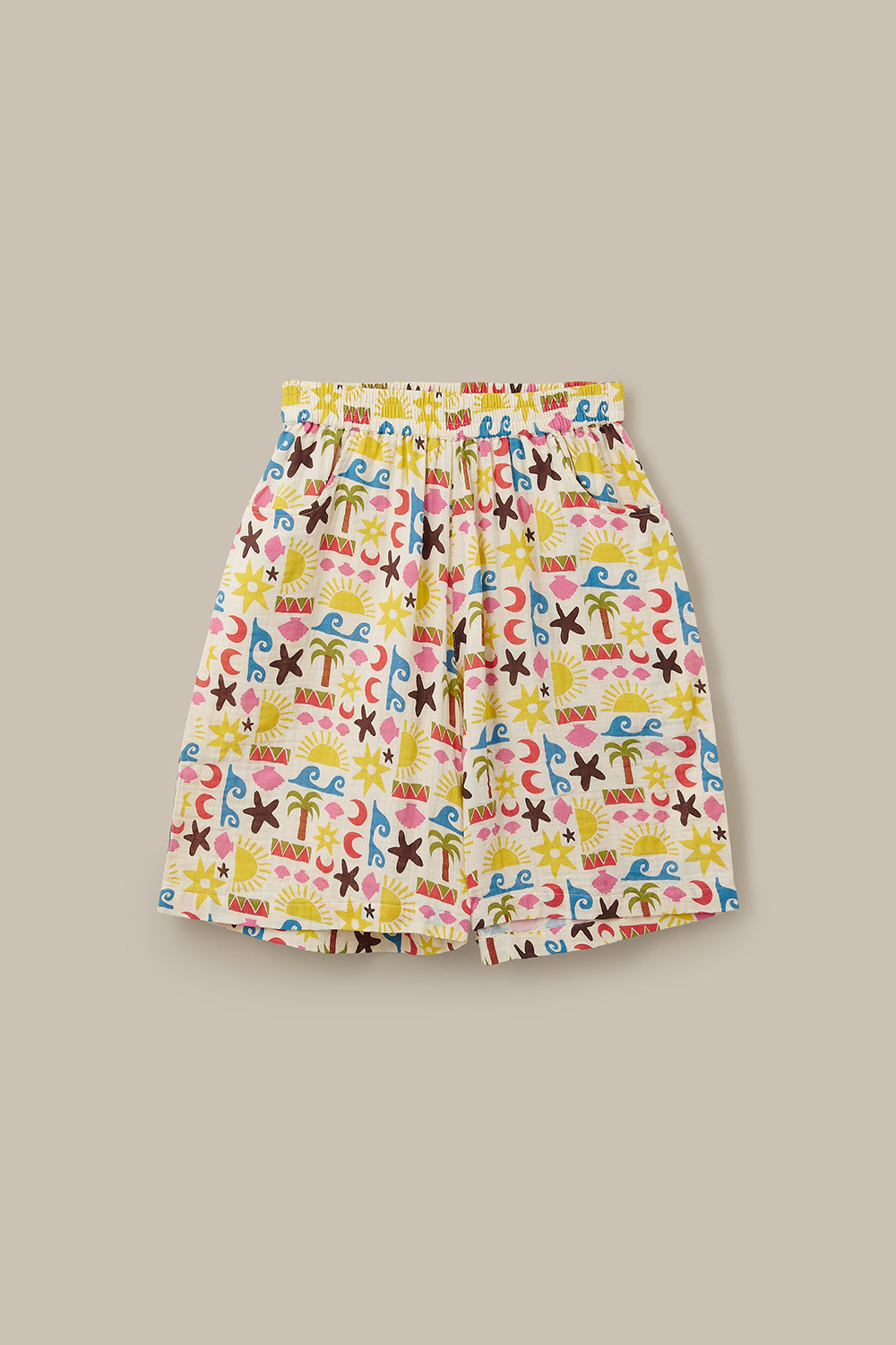 Madero - Knee Length Shorts Organic Cotton Double Gauze in Coastal Beach Tile