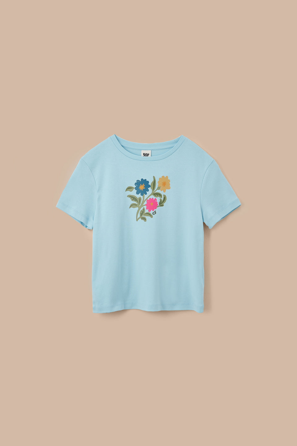 Maya - T-Shirt Organic Cotton in Light Blue Floral Print