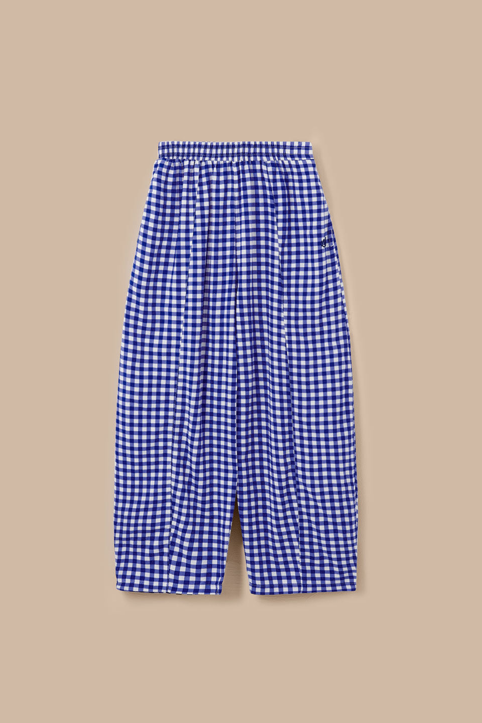 Obregon - Barrel Leg Trousers ECOVERO Viscose Blend in Blue Gingham Check