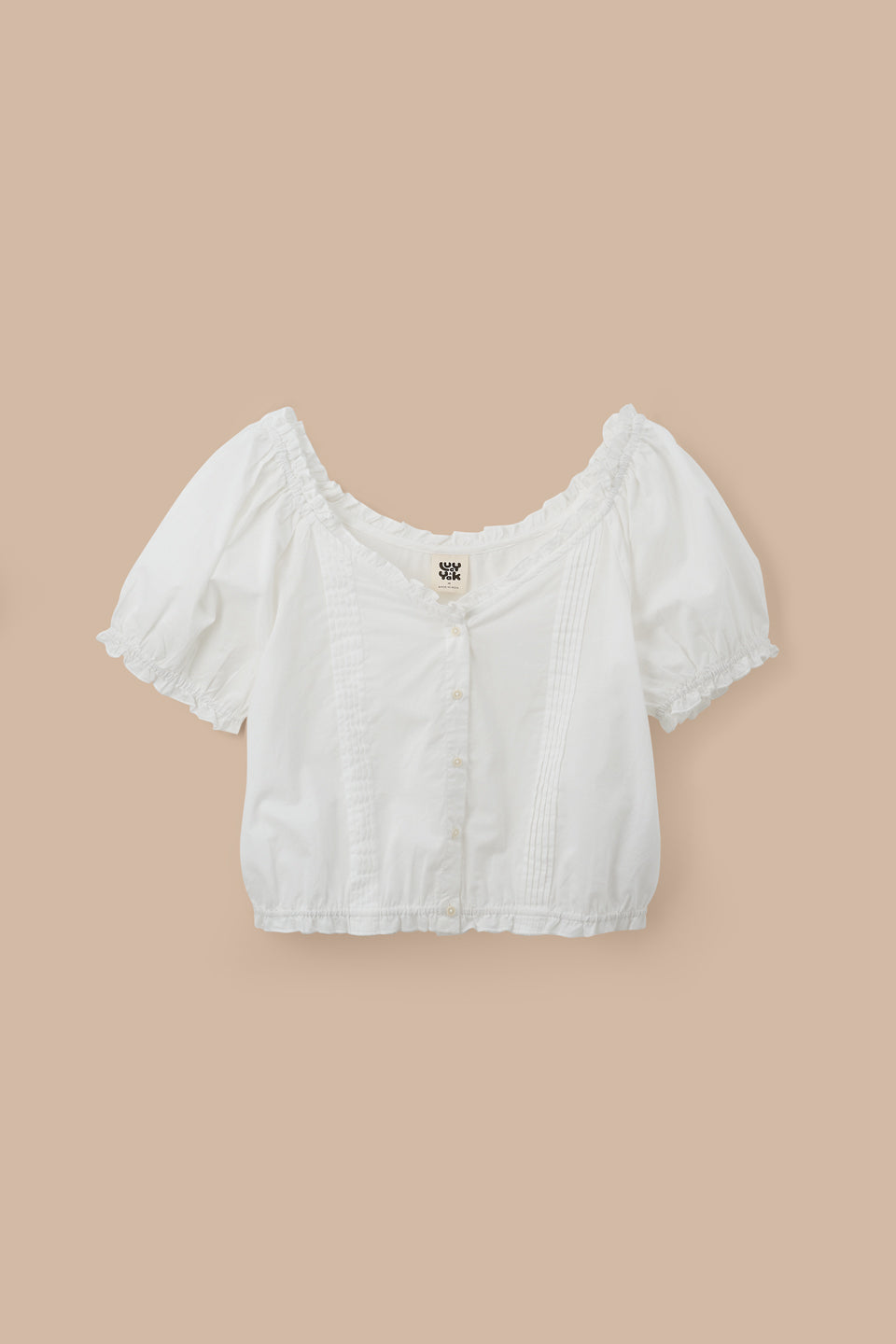 Sage - Puff Sleeve Blouse - Organic Cotton in White