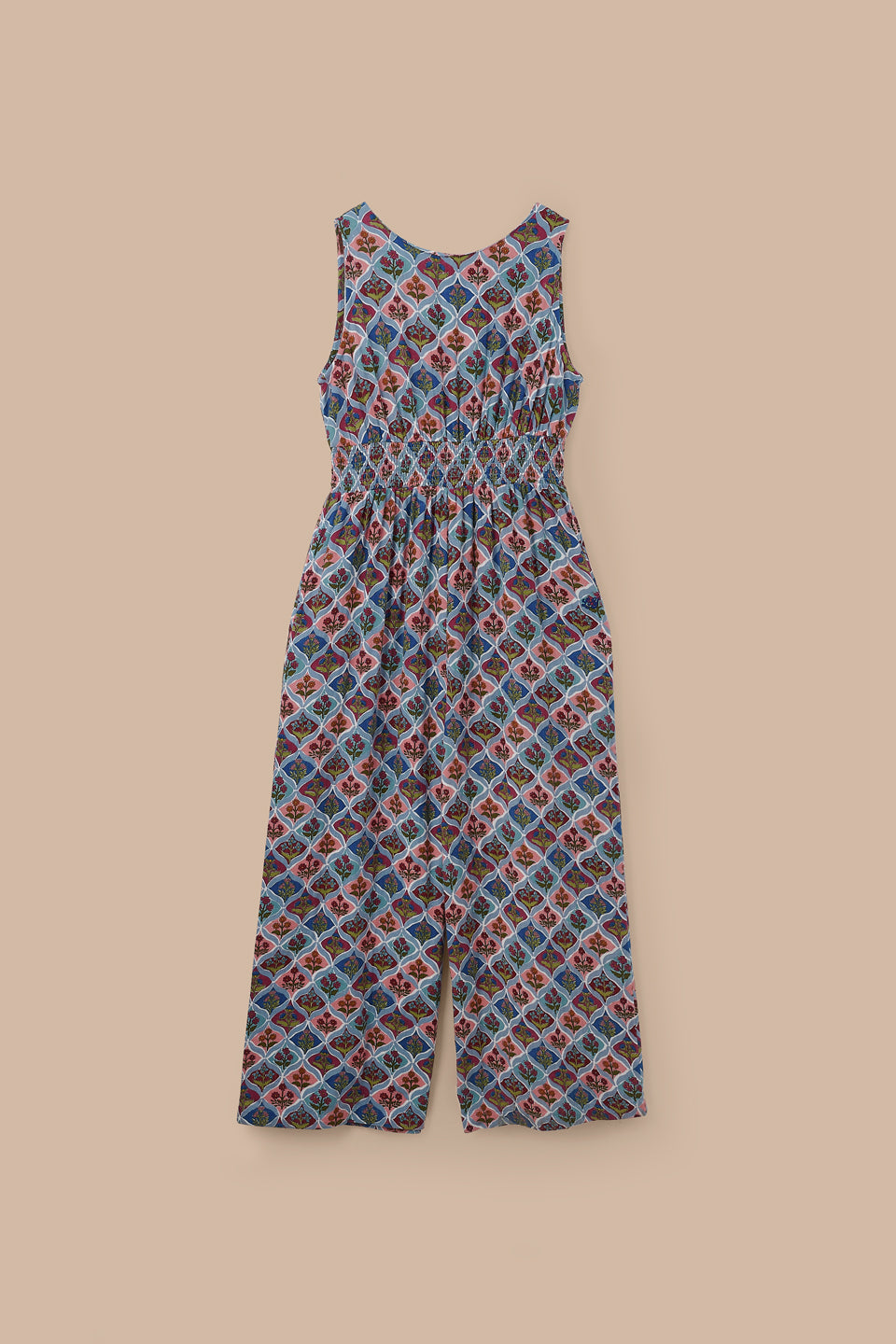 Simone - Wide Leg Jumpsuit Organic Cotton Double Gauze in Walled Blooms Print