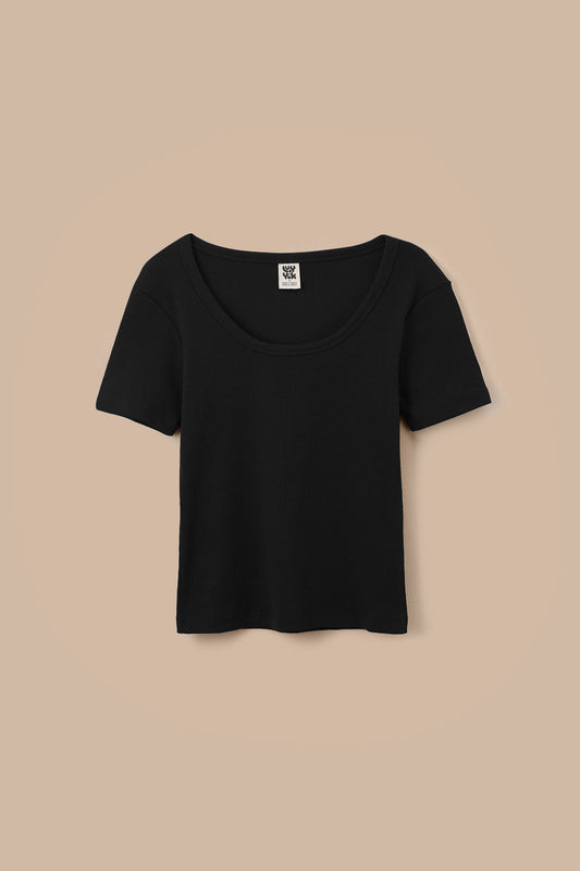 Vita - Scoop Neck T-Shirt Organic Cotton in Black