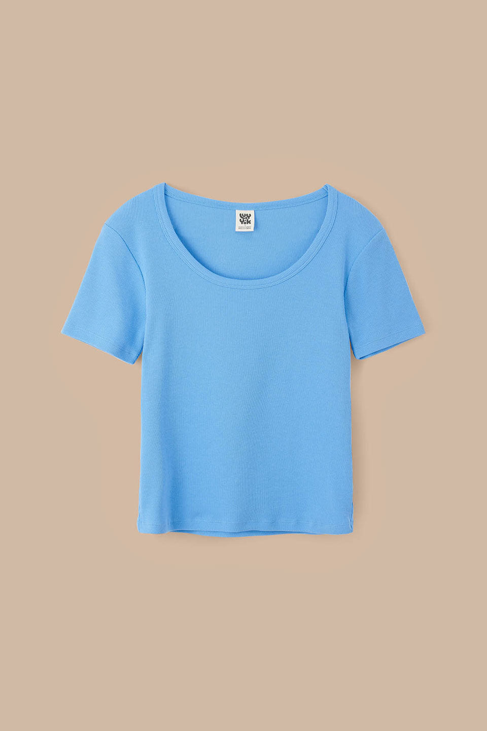 Vita - Scoop Neck T-Shirt Organic Cotton in Light Blue
