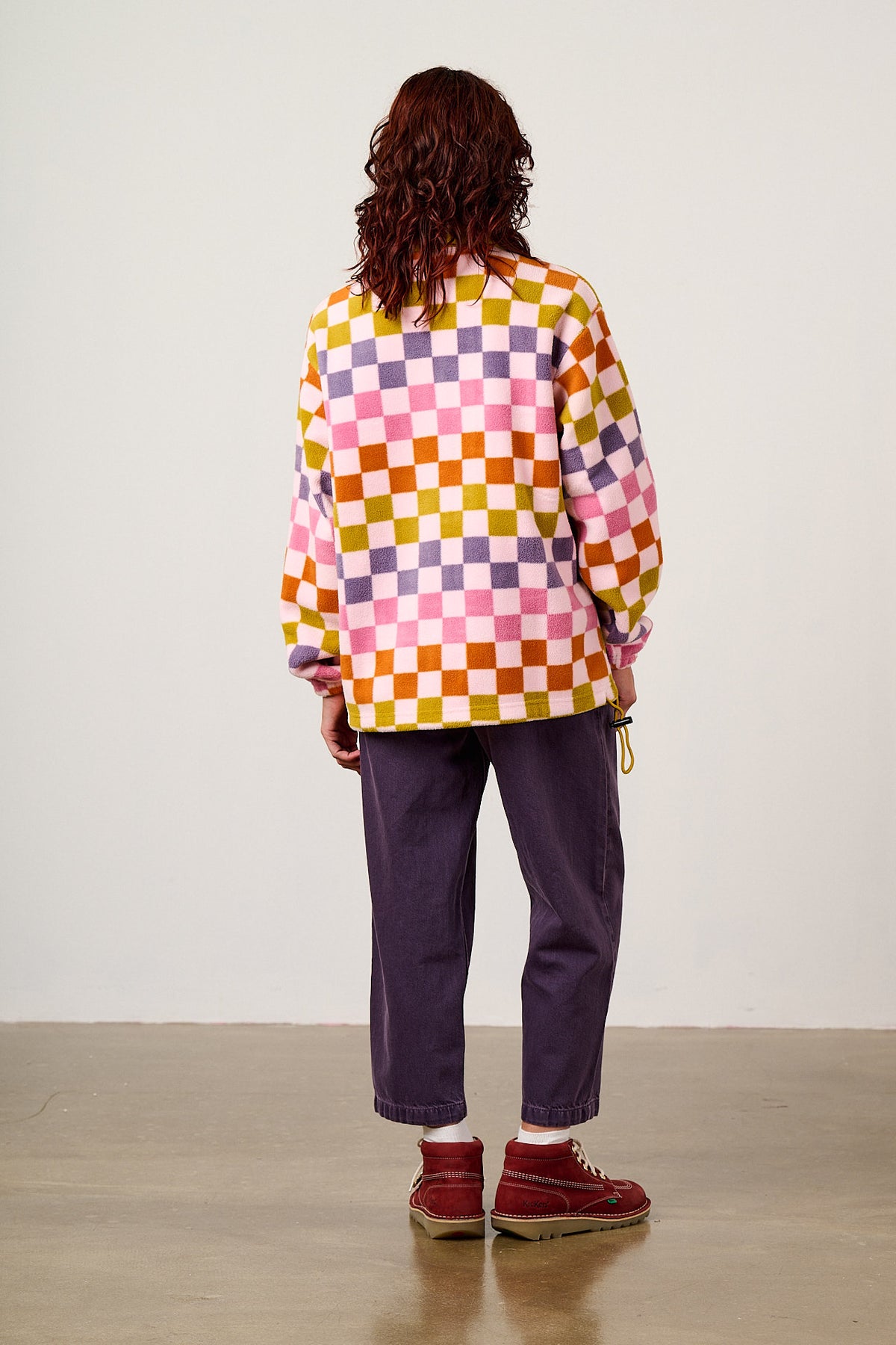 Stevie - Polar Fleece Recycled Polyester in Retro Picnic Checkerboard