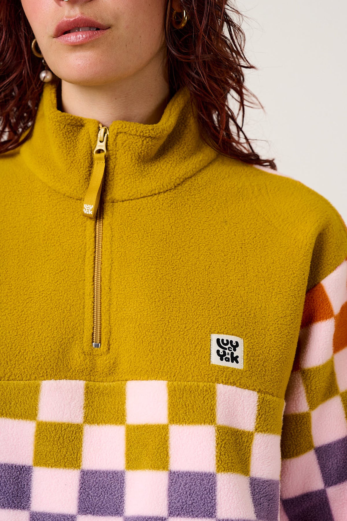 Stevie - Polar Fleece Recycled Polyester in Retro Picnic Checkerboard