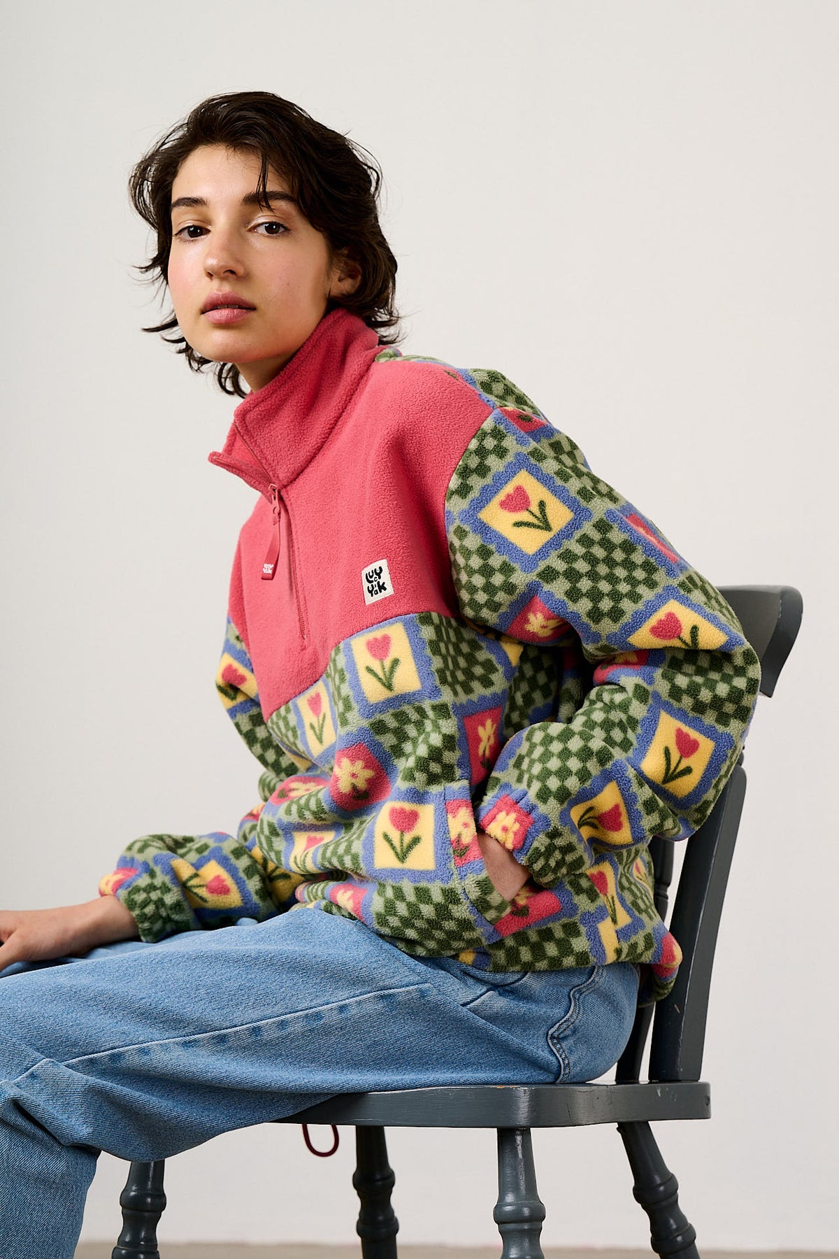 Stevie - Polar Fleece Recycled Polyester in Tulip Print