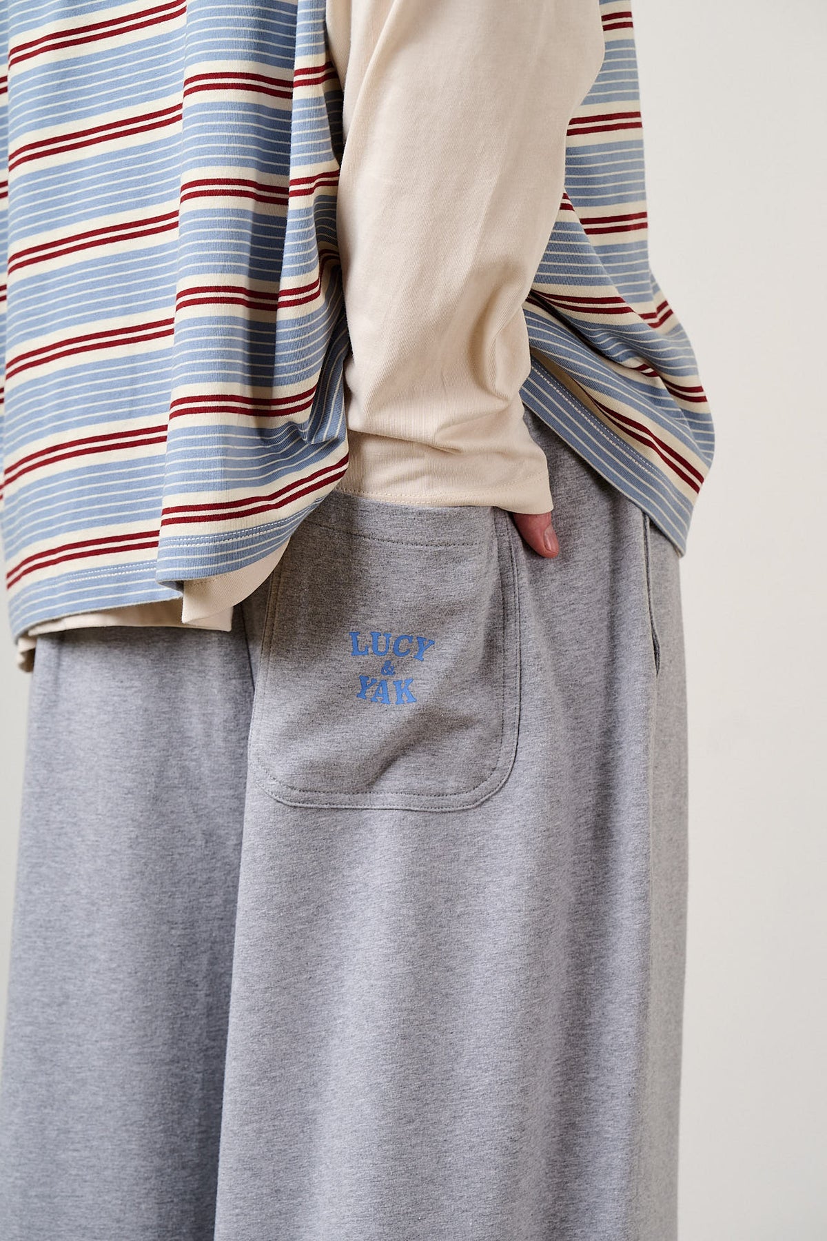 Tamsin - Jersey Extra Wide Trousers in Grey Marl