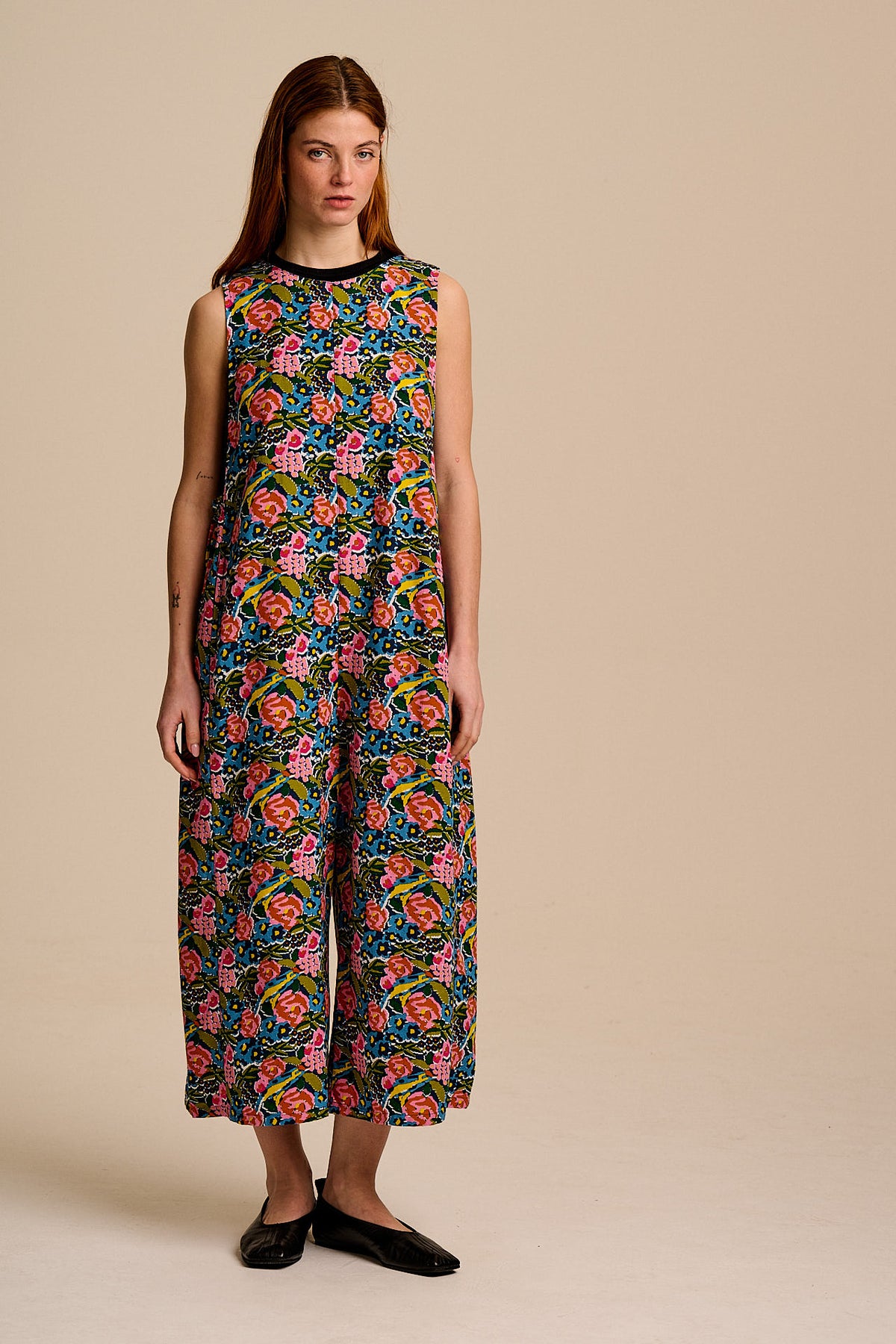 Tilda - Cotton & Viscose Wide Leg Jumpsuit in Blue Birdie Floral