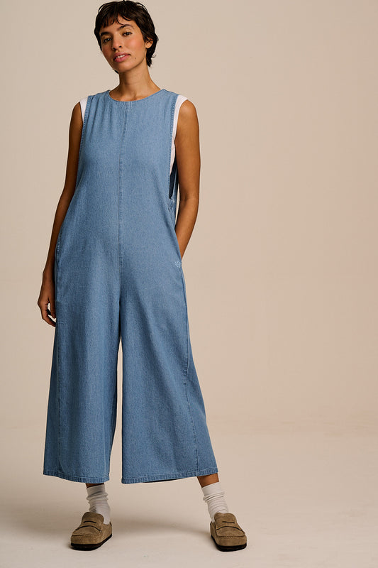 IMPERFECT Tilda - Cotton Wide Leg Jumpsuit in Light Blue