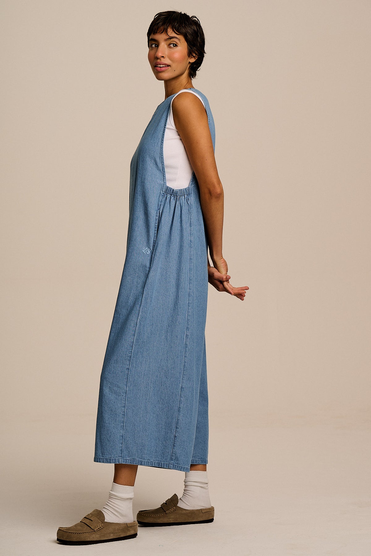 IMPERFECT Tilda - Cotton Wide Leg Jumpsuit in Light Blue