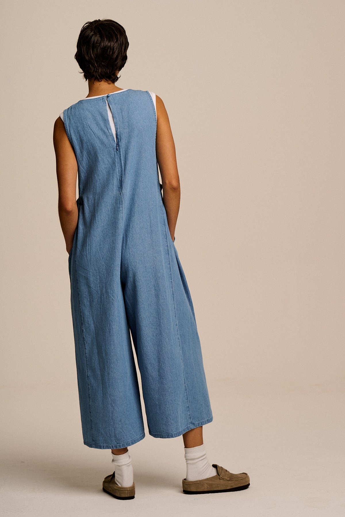 IMPERFECT Tilda - Cotton Wide Leg Jumpsuit in Light Blue