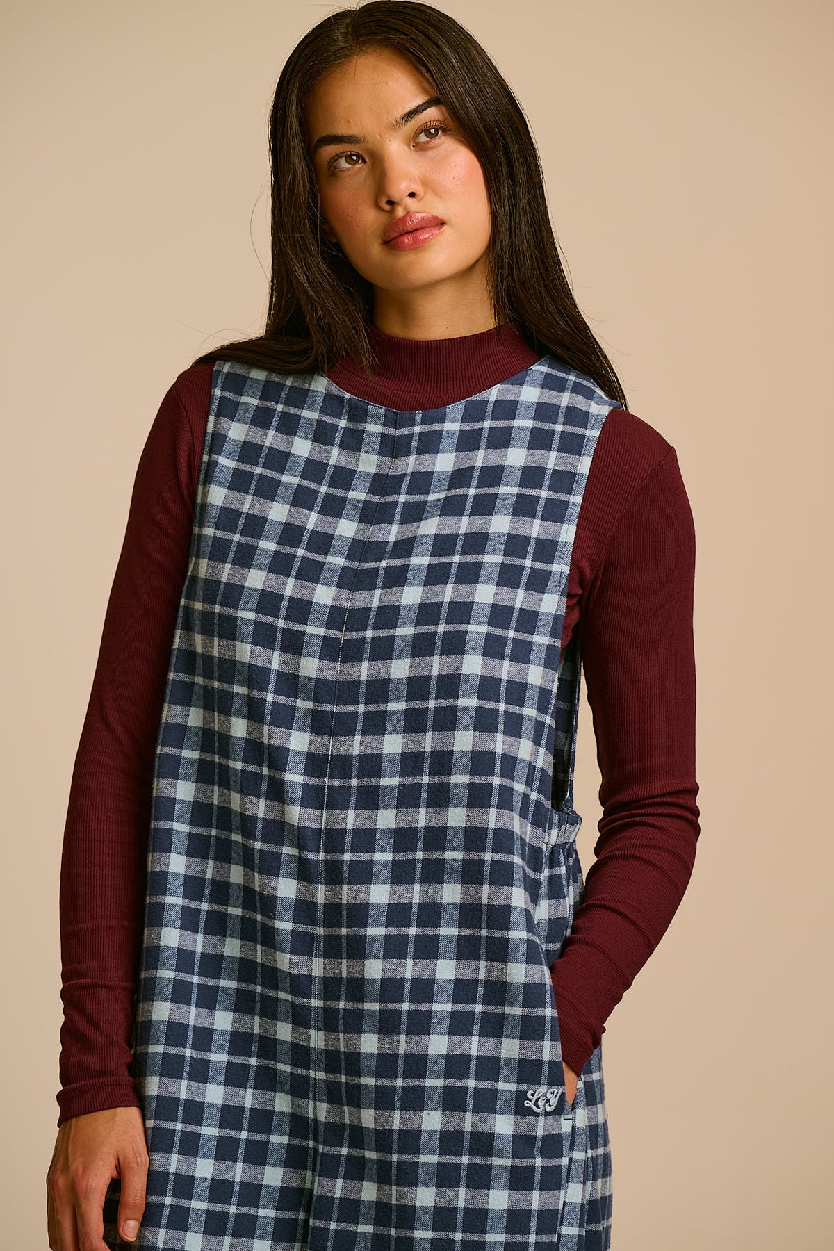 Tilda - Wide Leg Jumpsuit Organic Brushed Cotton in Ahoy Check