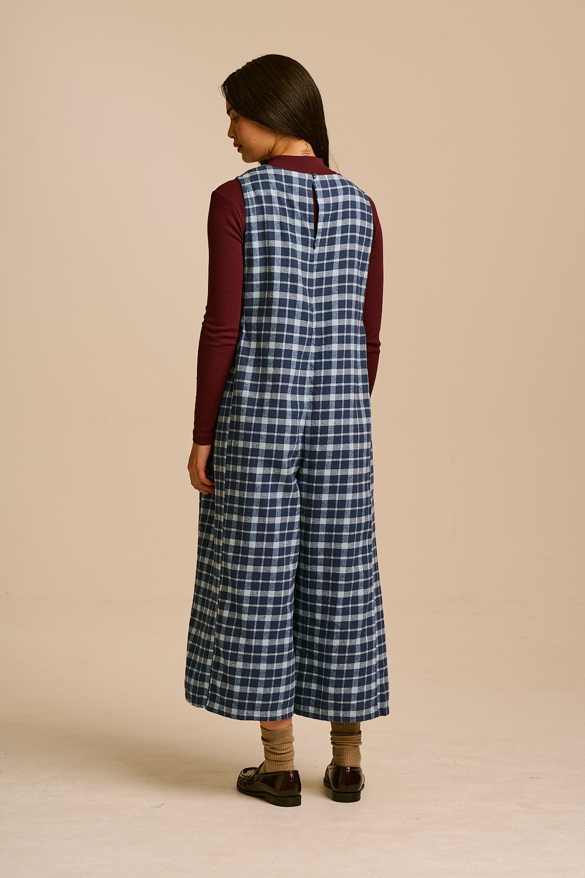 Tilda - Wide Leg Jumpsuit Organic Brushed Cotton in Ahoy Check