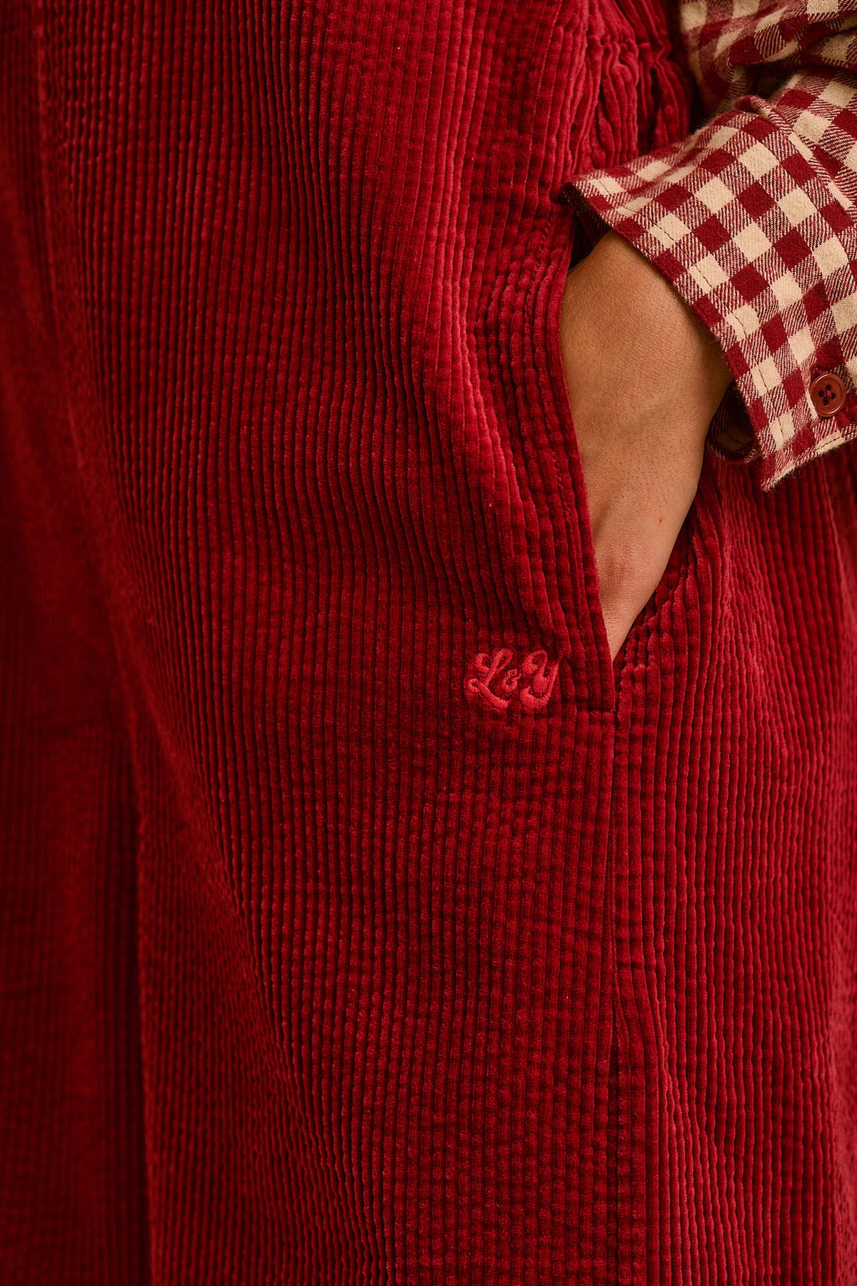 Tilda - Organic Corduroy Jumpsuit in Pomegranate