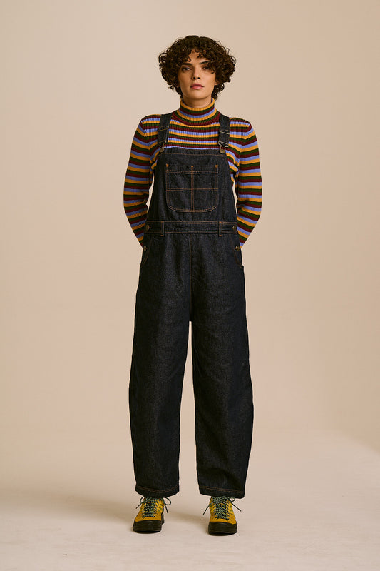 Toluca - Barrel Leg Dungarees Organic Cotton Denim in Indigo