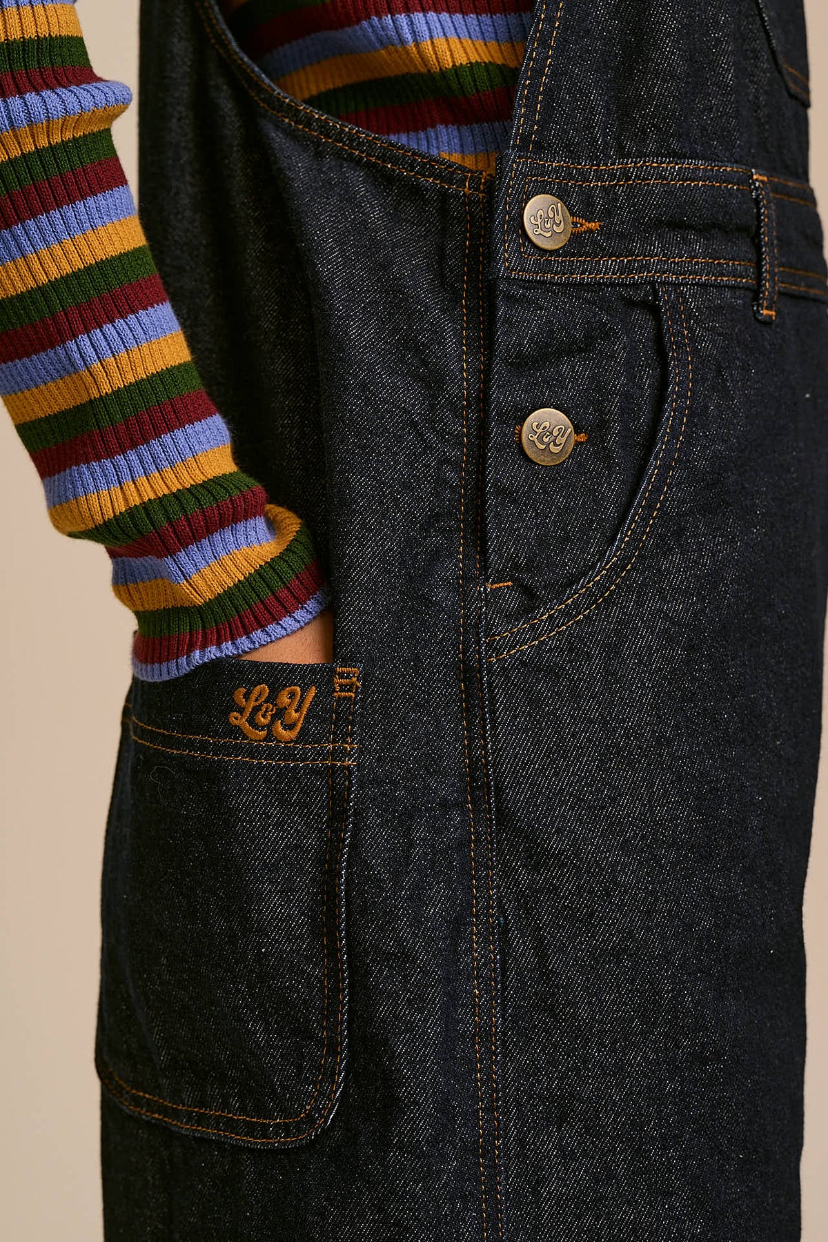 Toluca - Barrel Leg Dungarees Organic Cotton Denim in Indigo