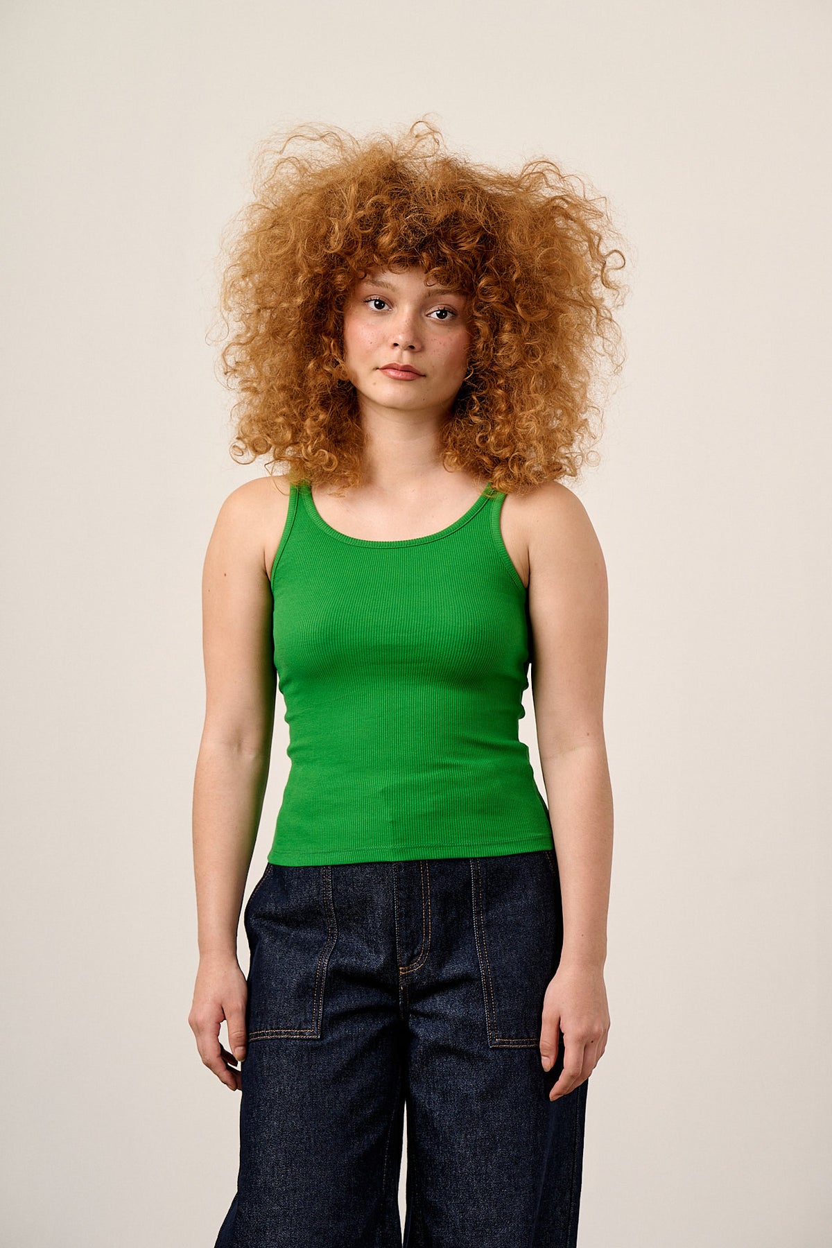 Tully - Strappy Vest Organic Cotton in Green