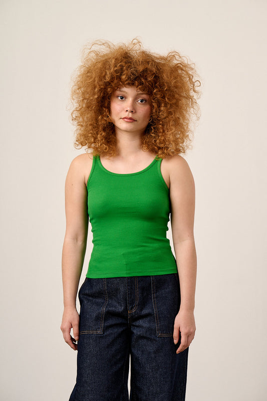 Tully - Strappy Vest Organic Cotton in Green