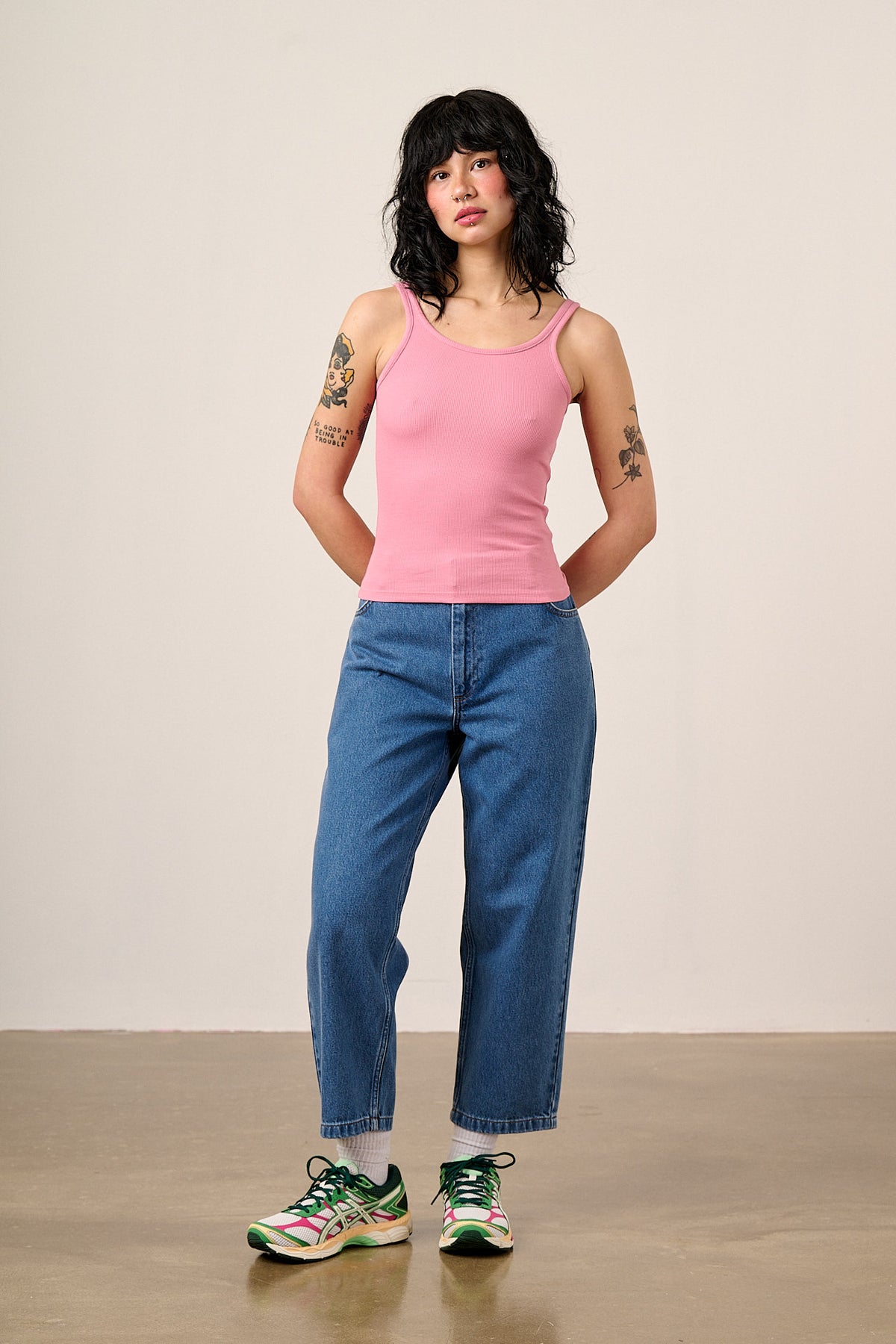 Tully - Strappy Vest Organic Cotton in Pink