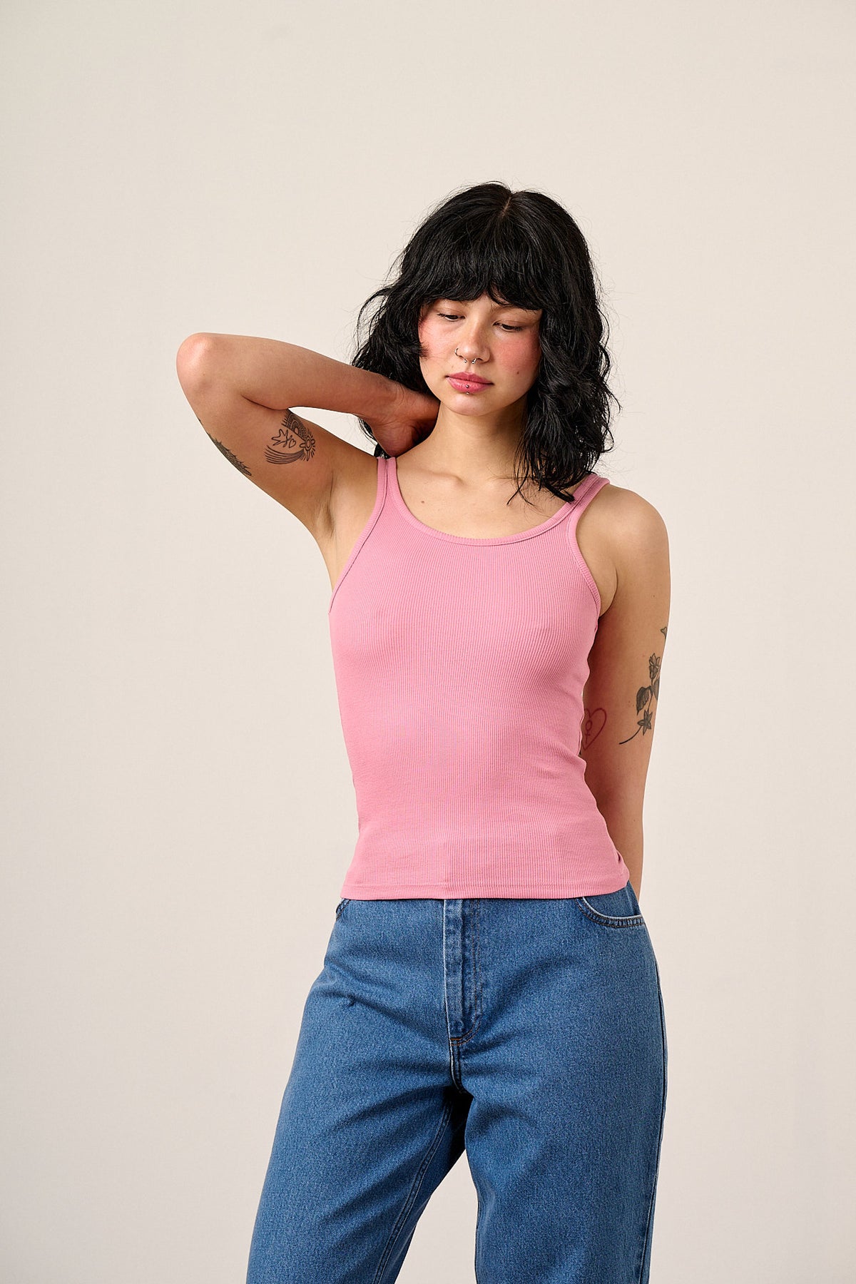 Tully - Strappy Vest Organic Cotton in Pink
