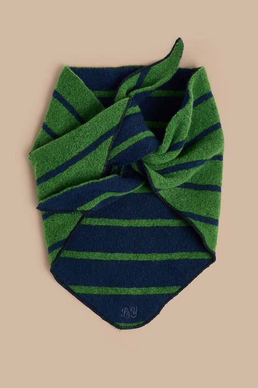 Loki - Neck Scarf Recycled Polyester in Blue & Green Stripe