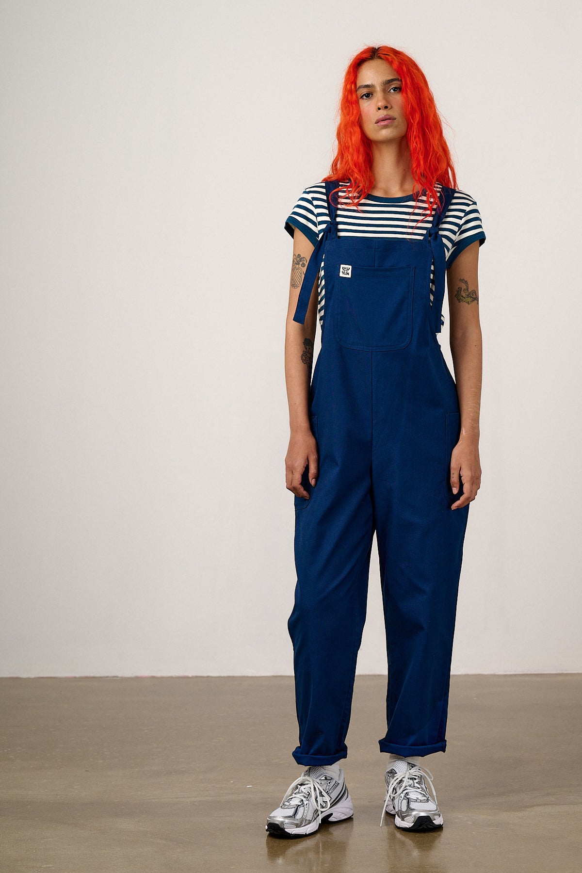 Una - Cropped Straight Leg Dungarees Organic Cotton in Navy