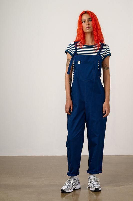 Una - Cropped Straight Leg Dungarees Organic Cotton in Navy