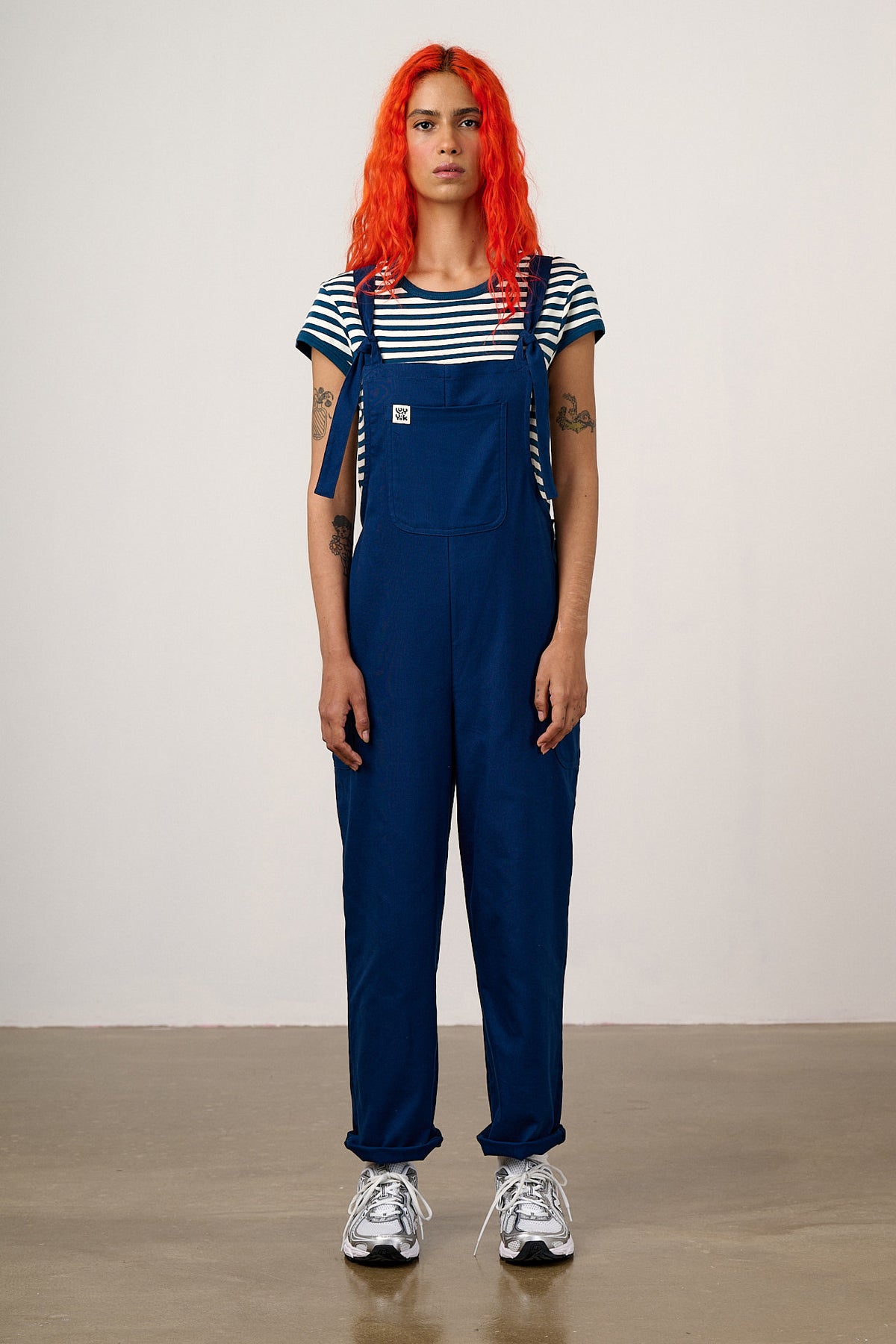 Una - Cropped Straight Leg Dungarees Organic Cotton in Navy
