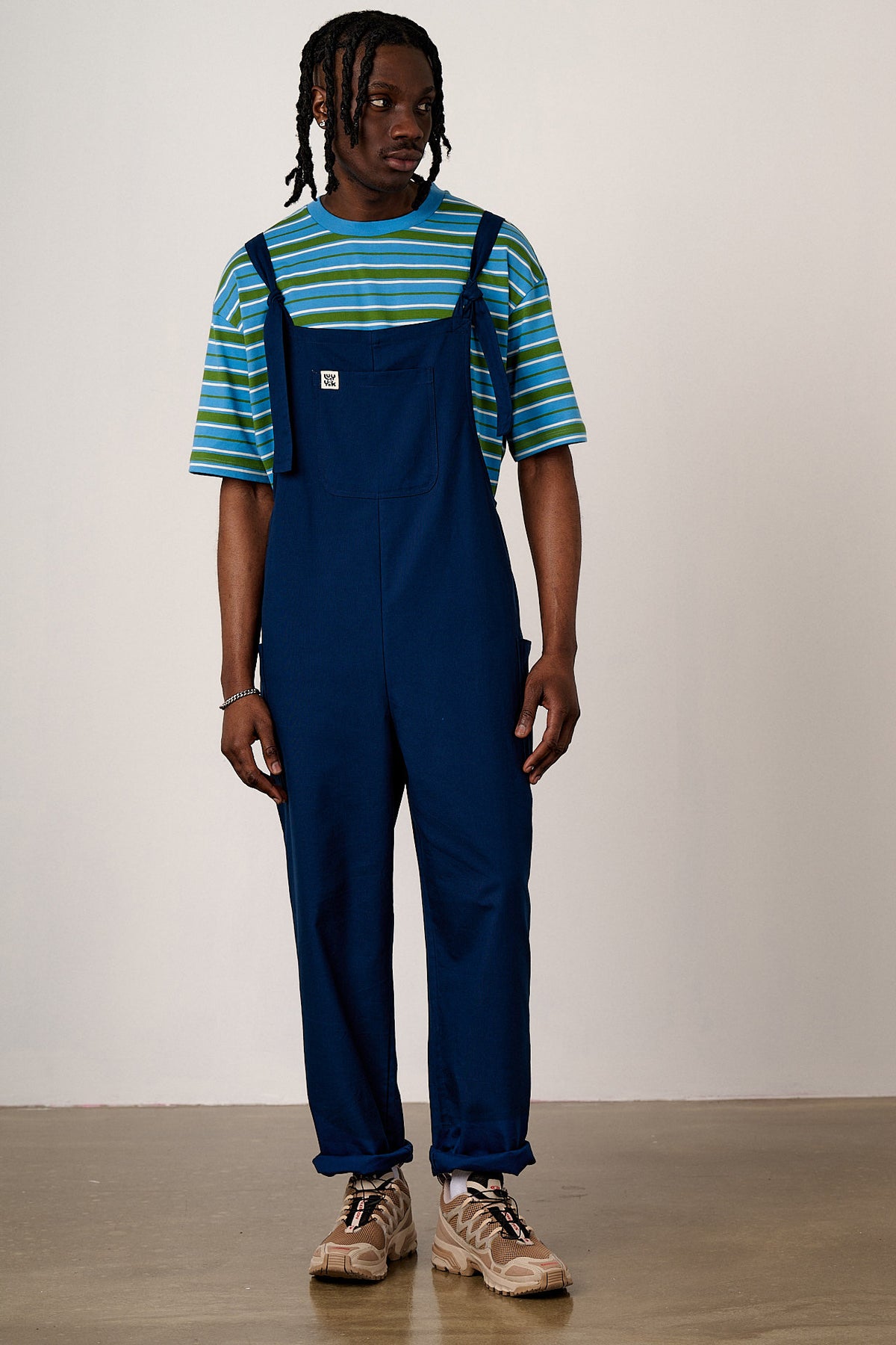 Una - Cropped Straight Leg Dungarees Organic Cotton in Navy