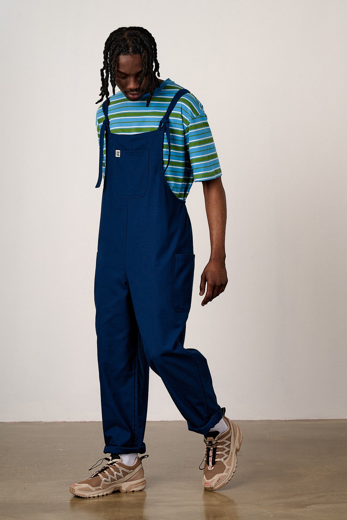 Una - Cropped Straight Leg Dungarees Organic Cotton in Navy