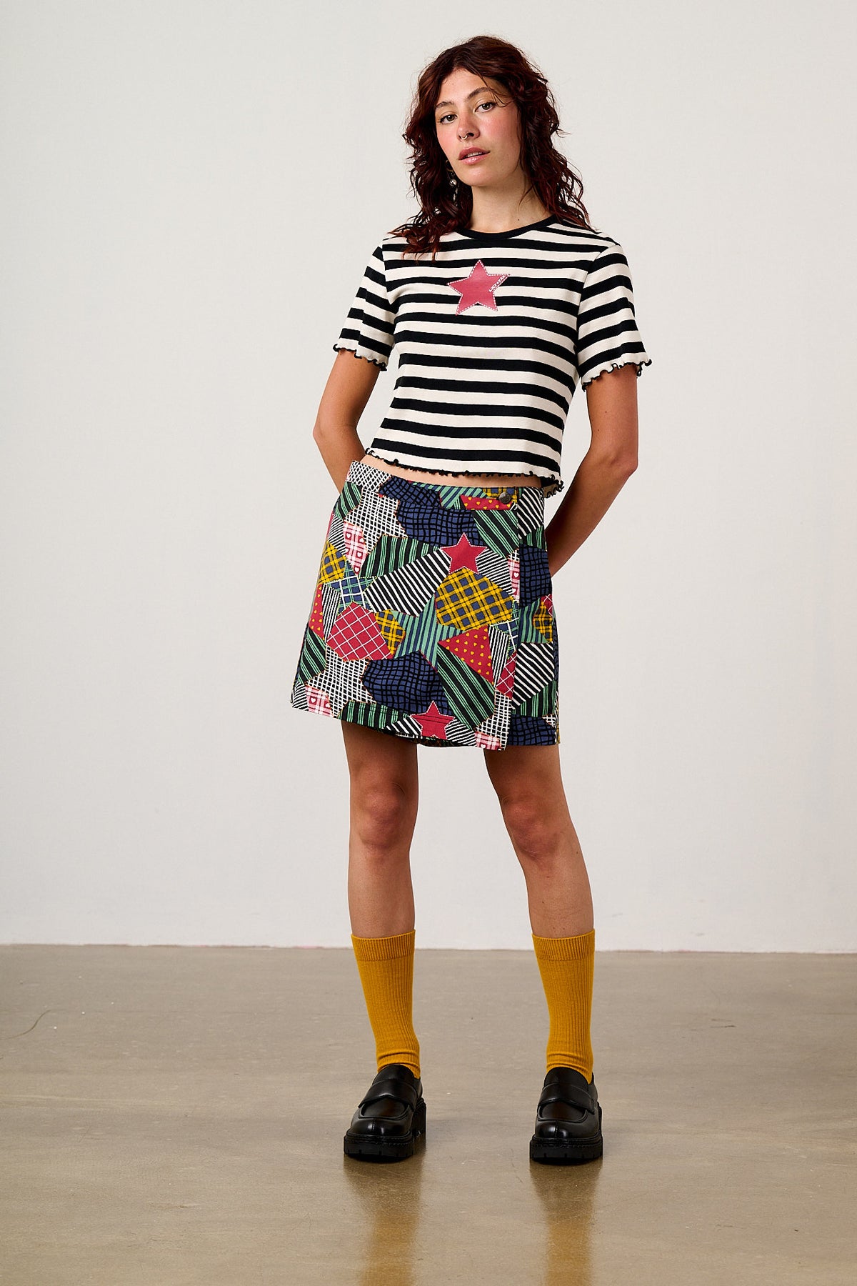 Veeda - Skort Organic Cotton in Star Patchwork