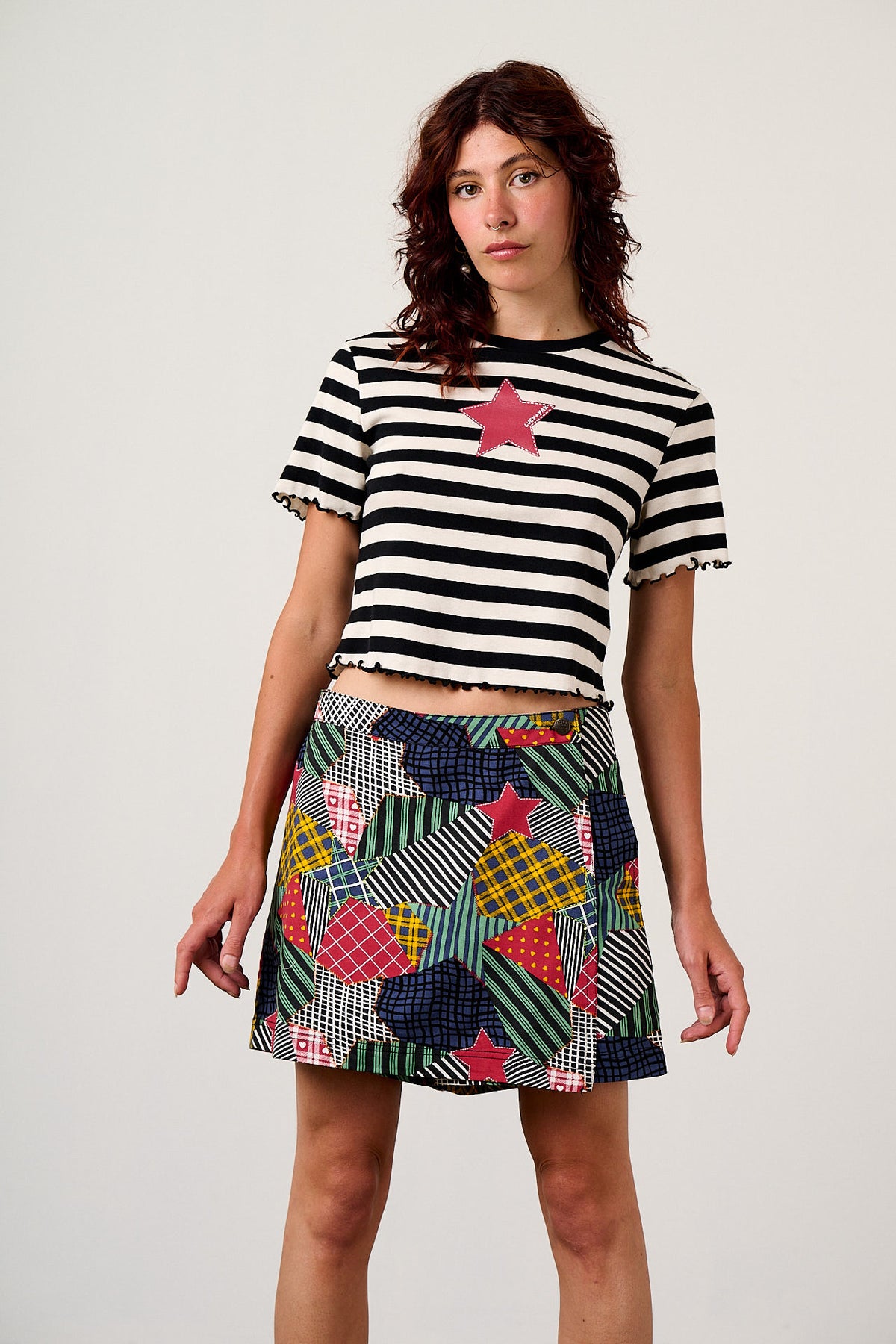 Veeda - Skort Organic Cotton in Star Patchwork