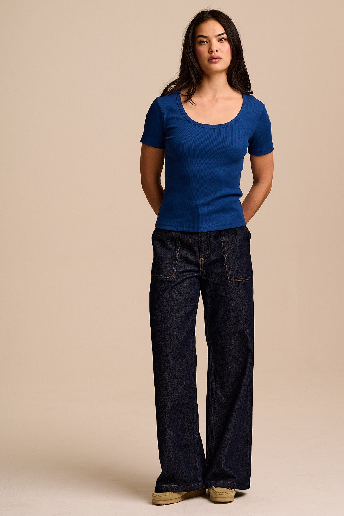 Vita - Scoop Neck T-Shirt Organic Cotton in Navy